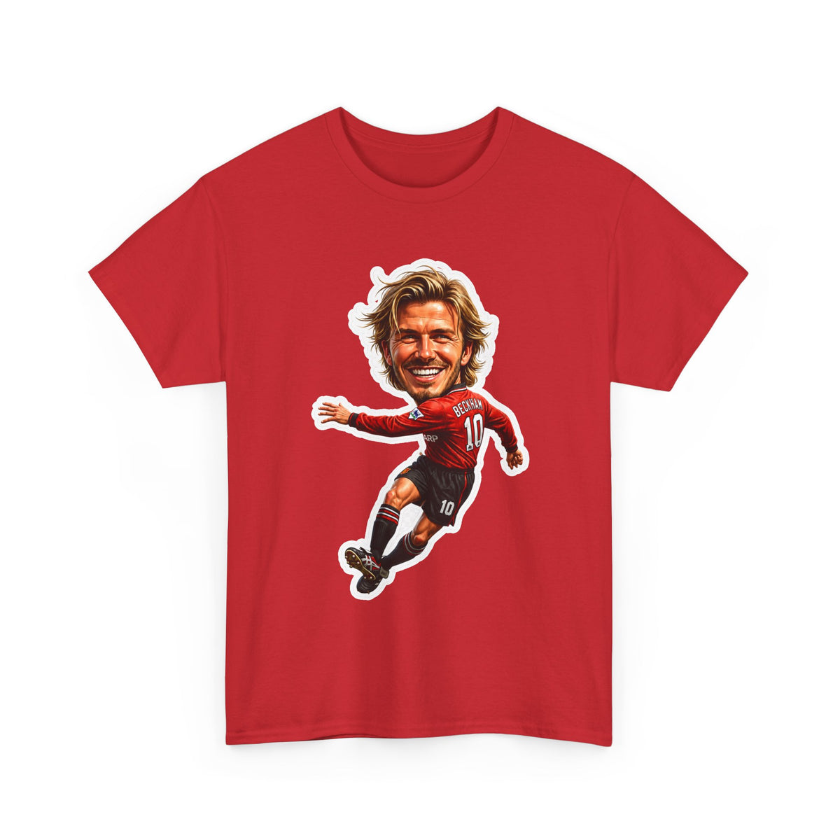 Beckham Caricature Cotton T-Shirt — Retro Football Player Graphic Tee