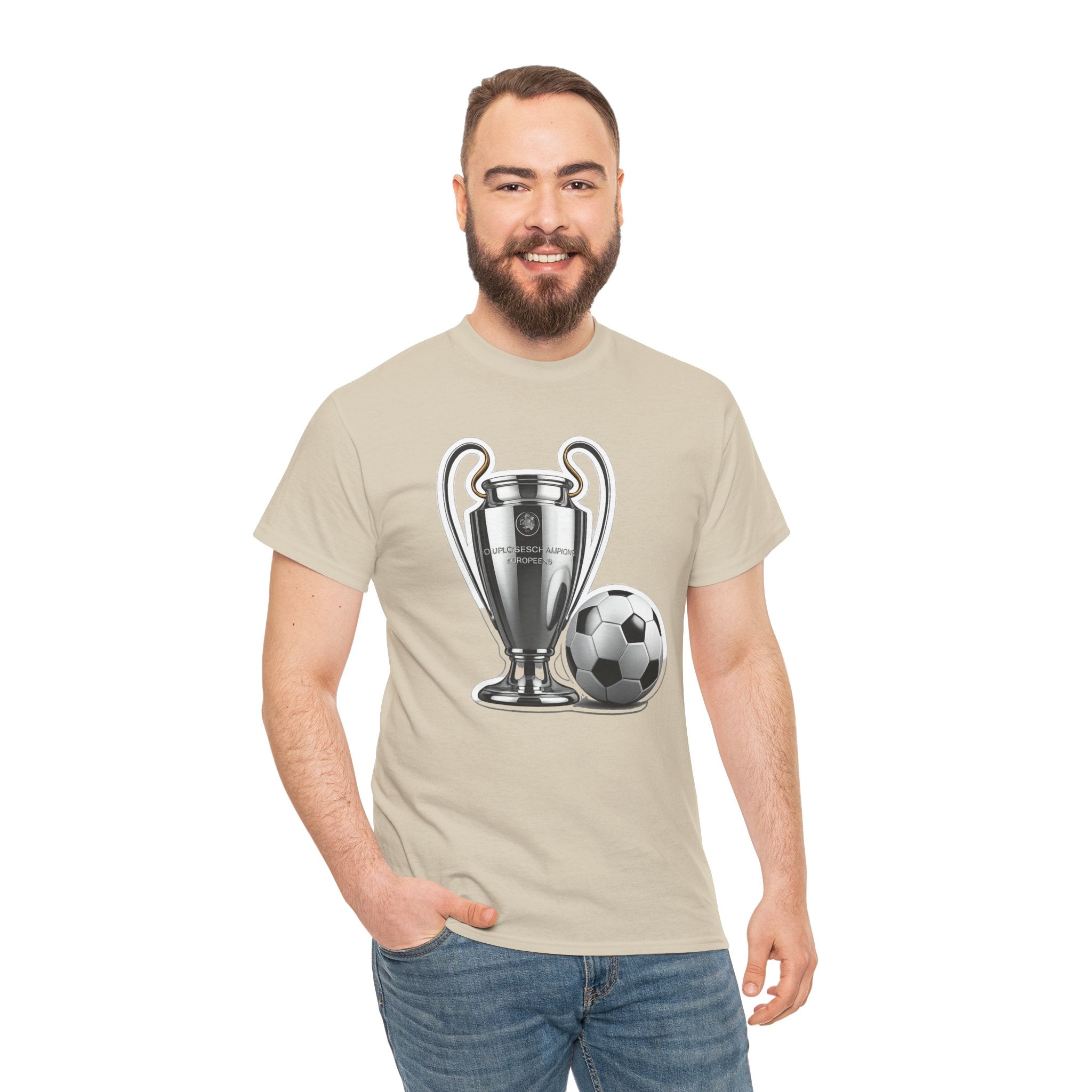 European Cup / Champions League Trophy & Ball Graphic Cotton T-Shirt