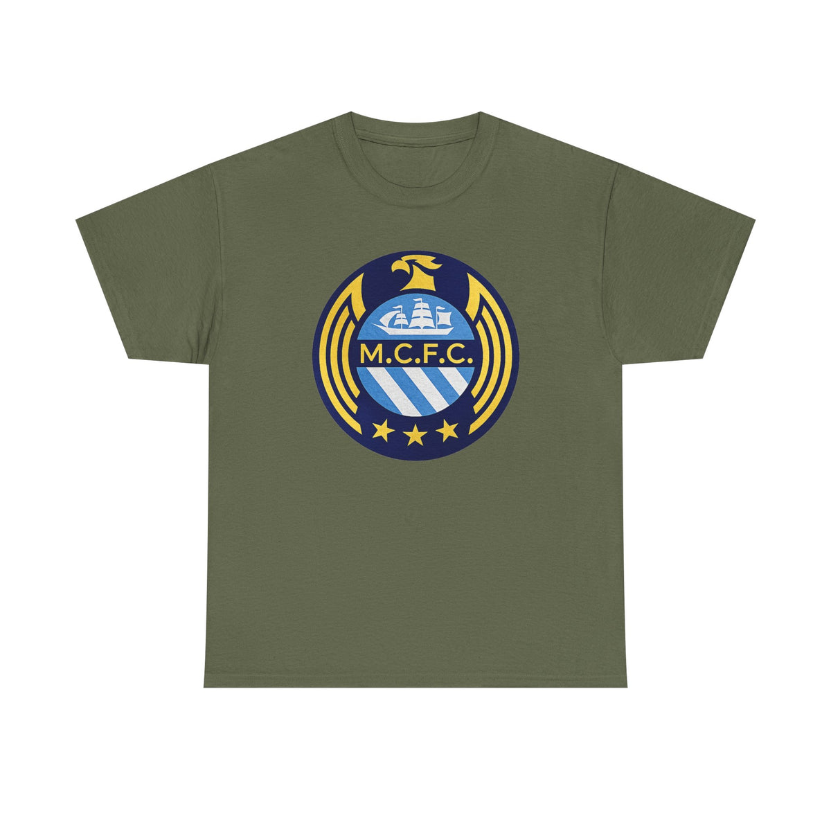 MCFC Crest T-Shirt — Vintage Blue & Gold Soccer Tee