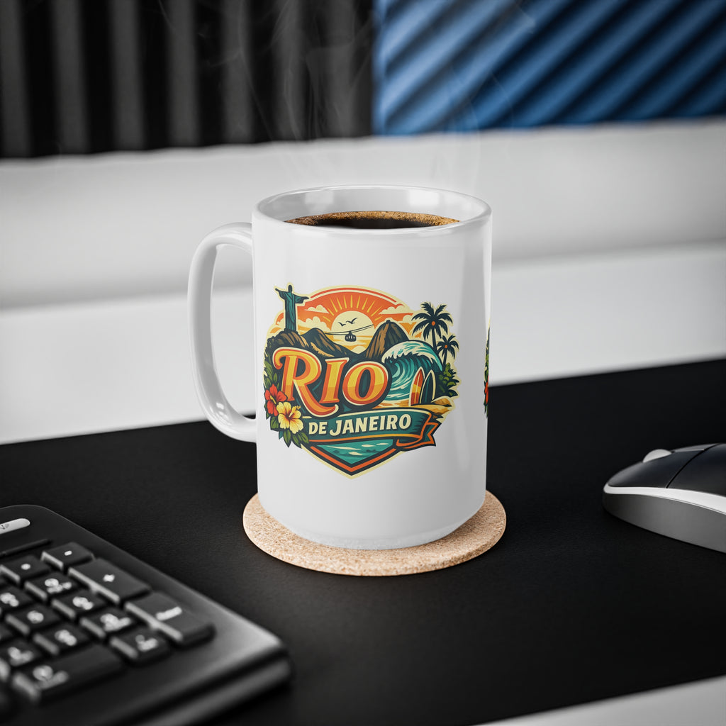 Rio de Janeiro Ceramic Coffee Mug — Vintage Tropical Travel Souvenir (11oz & 15oz)