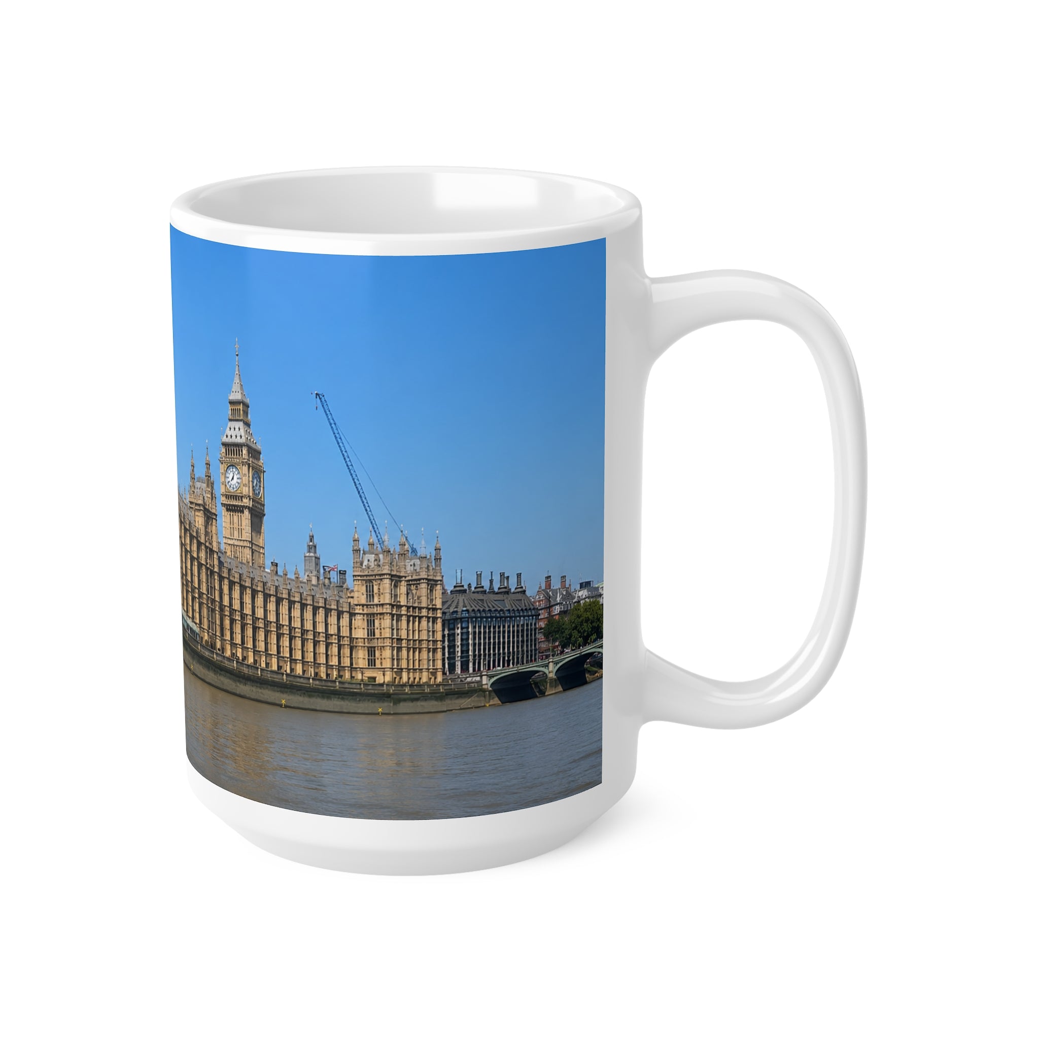 London Houses of Parliament Photo Mug — Big Ben & Thames Scenic Ceramic Coffee Cup (11oz/15oz)