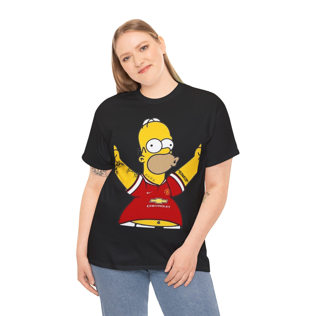 Homer Simpson Manchester Fan T-Shirt — Cartoon Football Supporter Tee