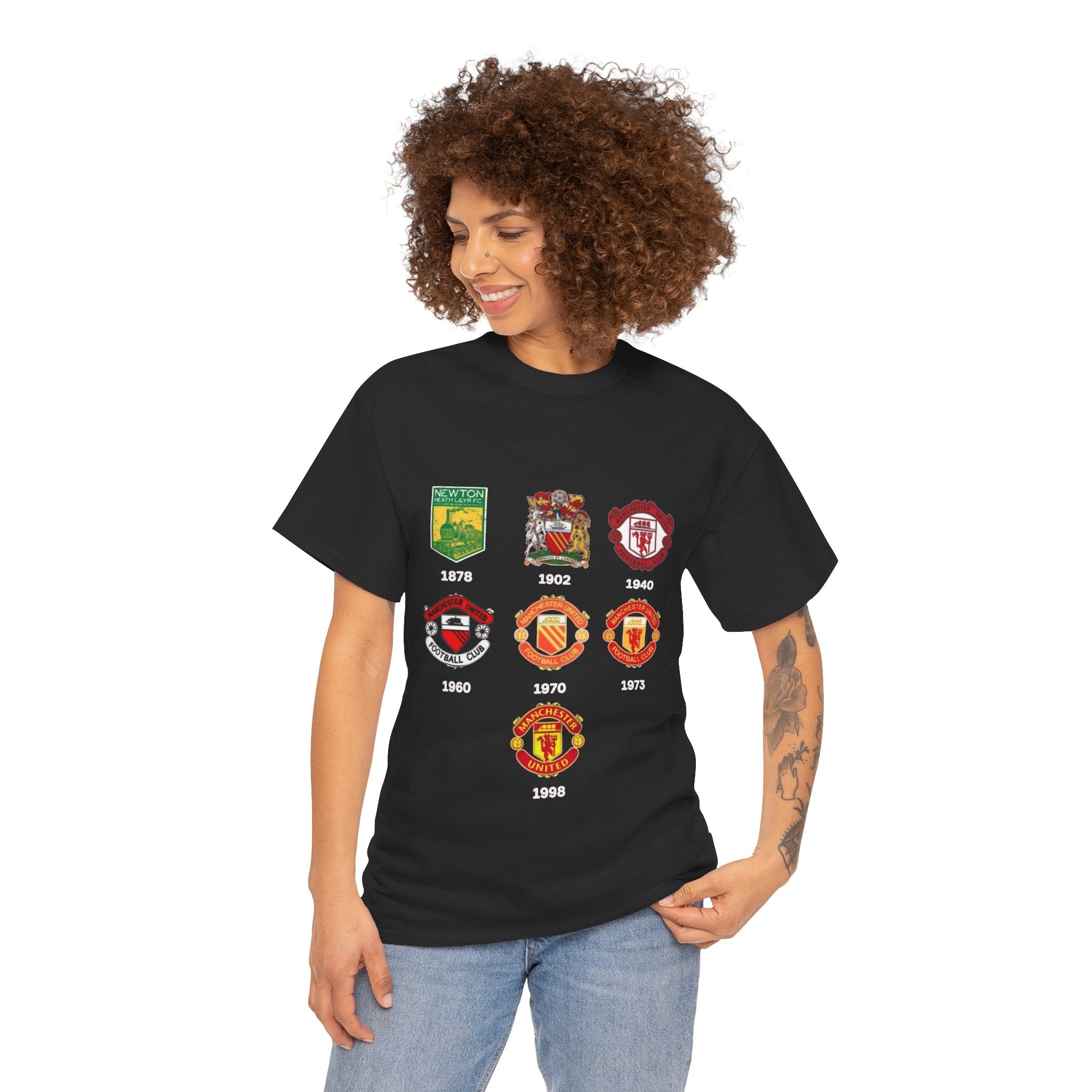Manchester United Crest Evolution T-Shirt — Vintage Club Logo Timeline Tee