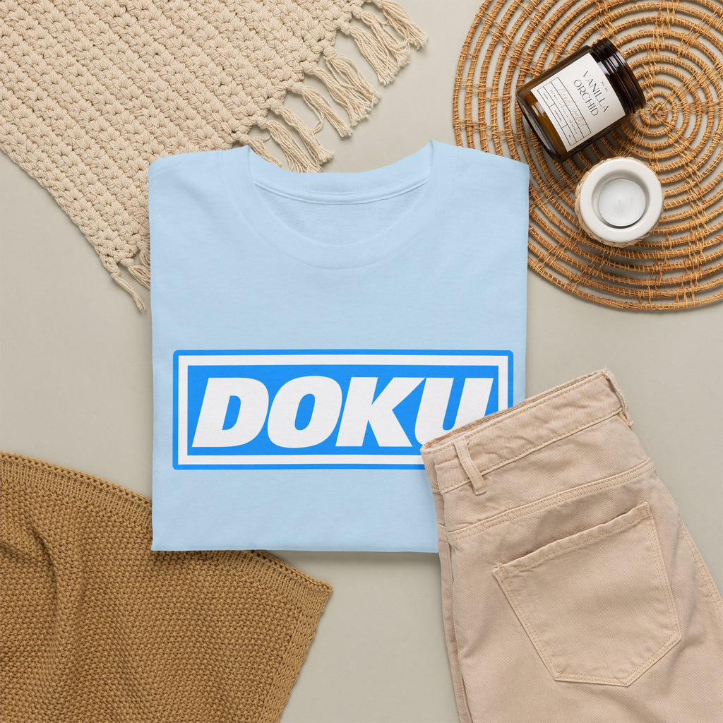 Doku Manchester City Player Logo Cotton Tee — Minimal Blue Box Graphic T-Shirt