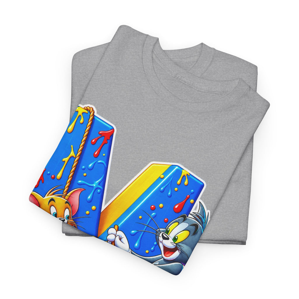 Tom & Jerry Letter M Cotton T-Shirt — Retro Cartoon Graphic Tee