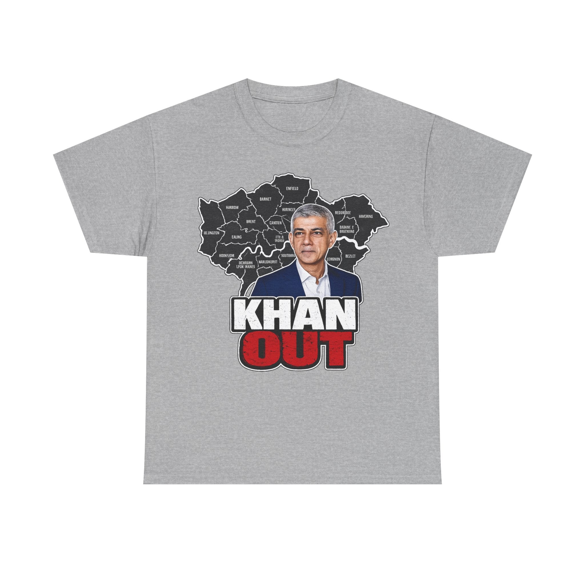 Sadiq Khan Out" Political Protest Tee with Sadiq Khan Graphic T-Shirt