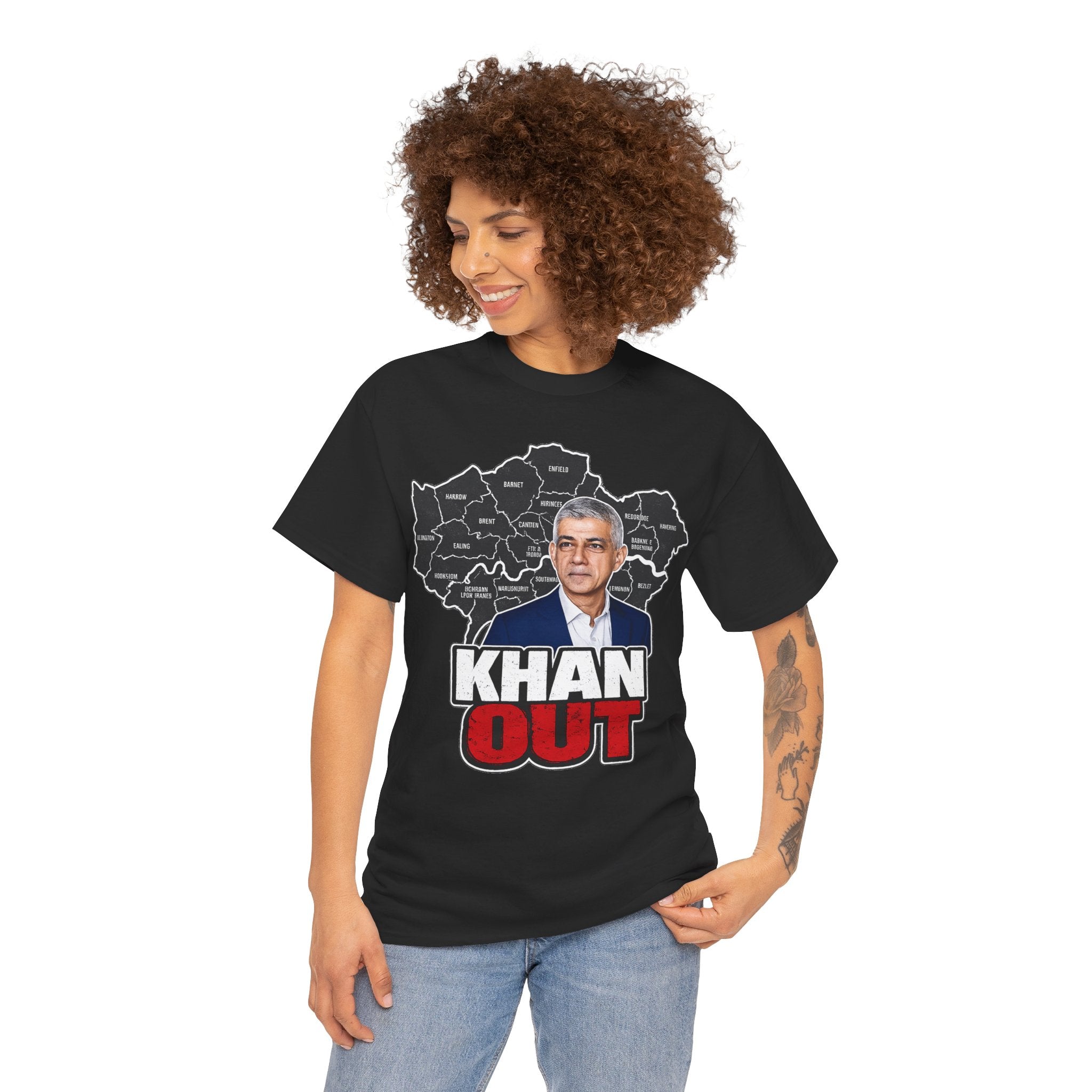 Sadiq Khan Out" Political Protest Tee with Sadiq Khan Graphic T-Shirt