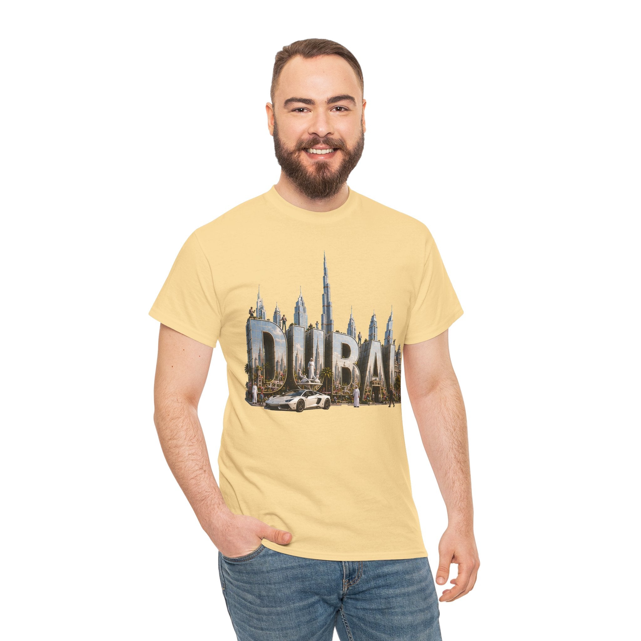 Dubai Skyline T-Shirt — Dubai Cityscape Graphic Tee with Burj Khalifa