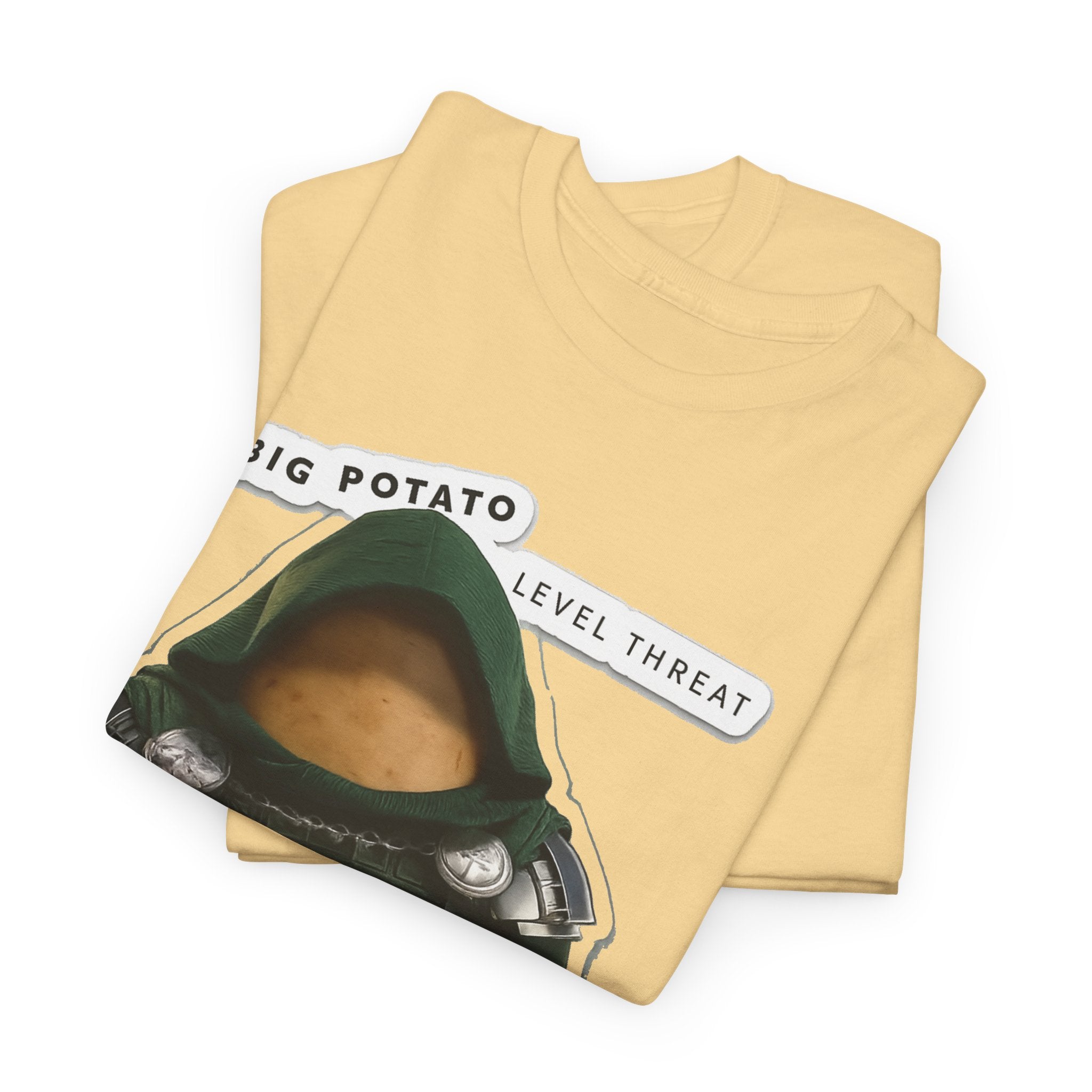 Big Potato "Level Threat" Doom Tee — Funny Potato Soldier Graphic T-Shirt
