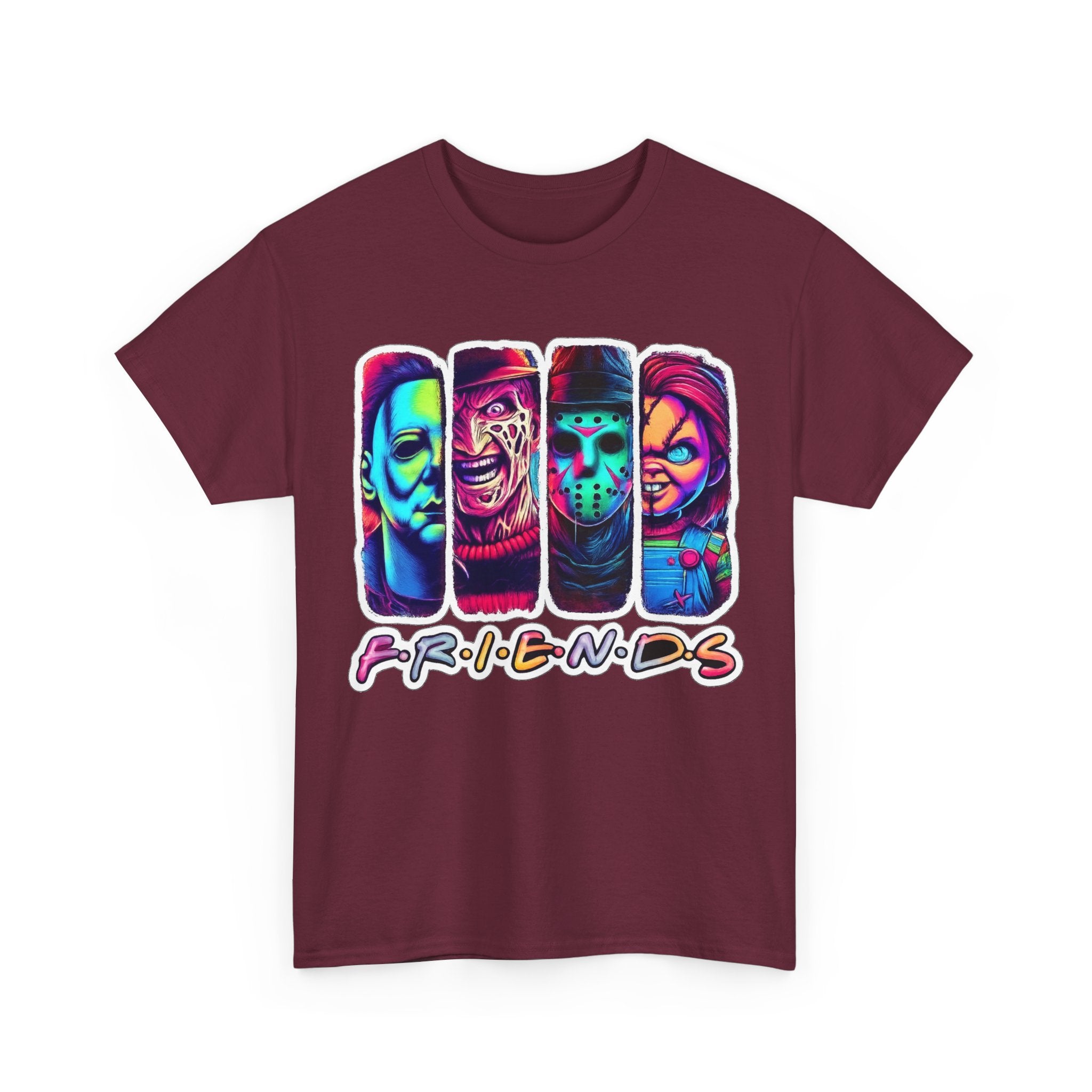 Halloween Horror Icons "Friends" T-Shirt — Neon Retro Slasher Tee