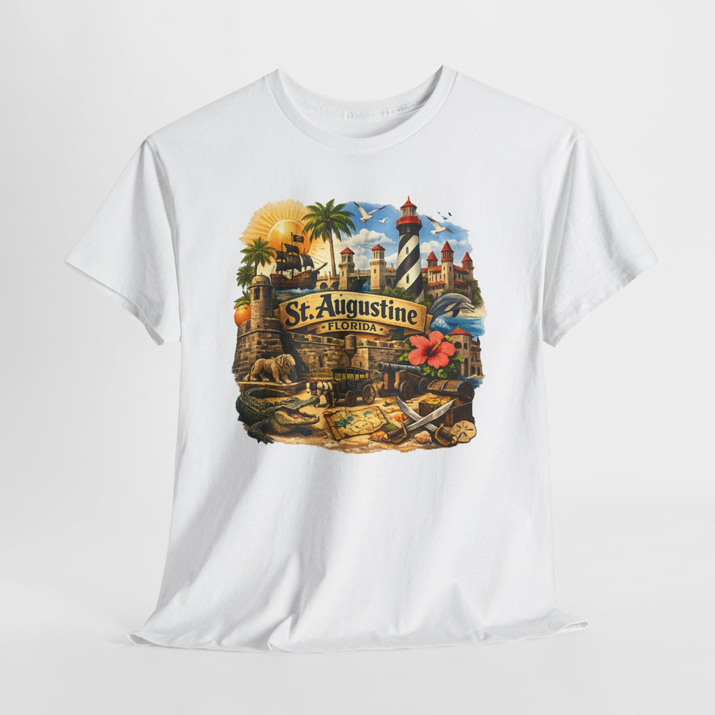 St. Augustine Florida Vintage Travel Tee — Retro Beach & Lighthouse Souvenir T-Shirt