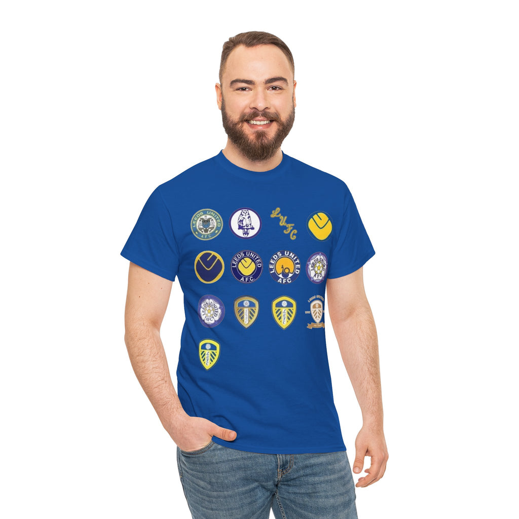 Leeds United Retro Crest Cotton T-Shirt — Vintage Football Club Emblem Tee