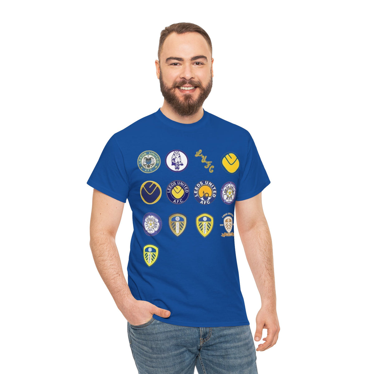 Leeds United Retro Crest Cotton T-Shirt — Vintage Football Club Emblem Tee