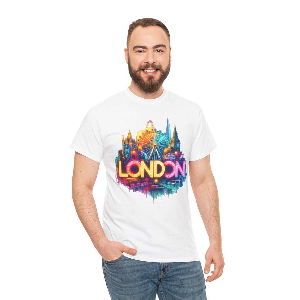 London Skyline Tee — Colorful Neon London Landmark T-Shirt