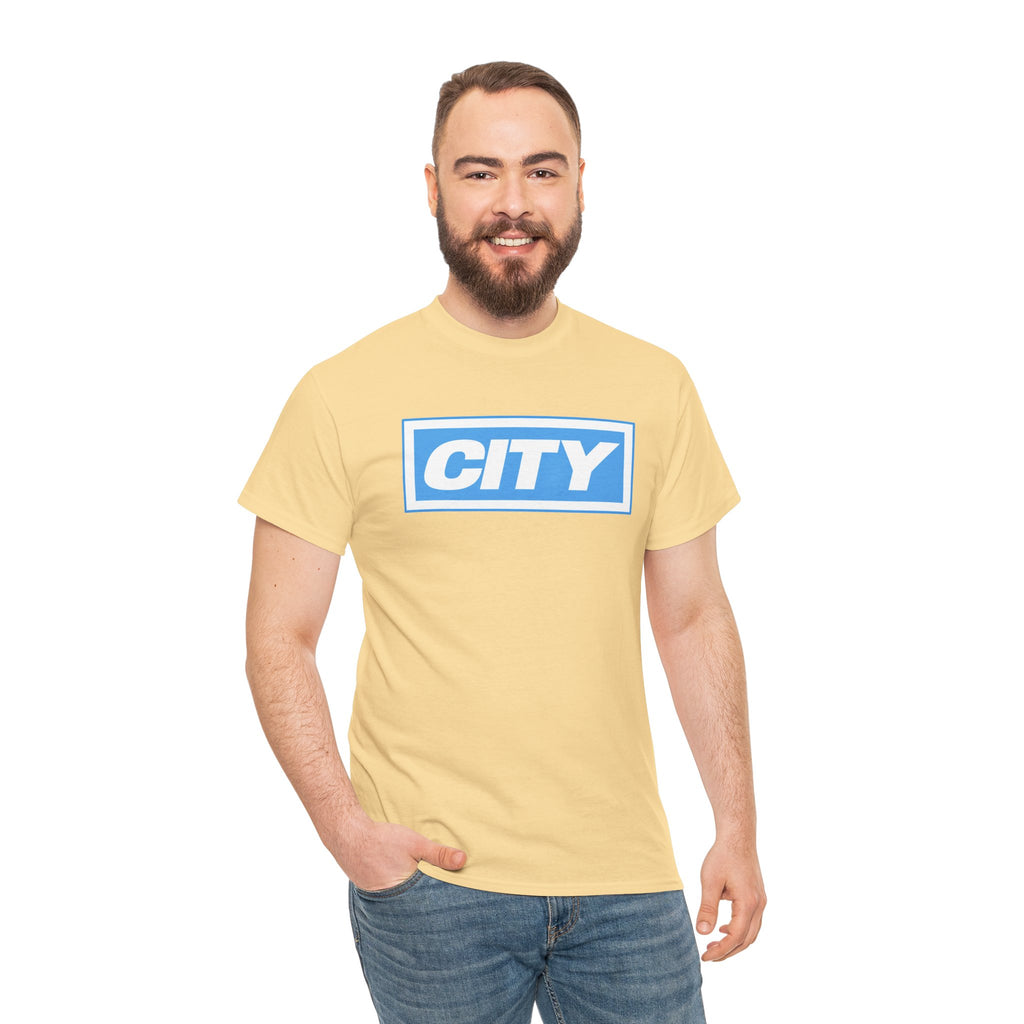 City Logo T-Shirt — Bold Blue Box Graphic Tee