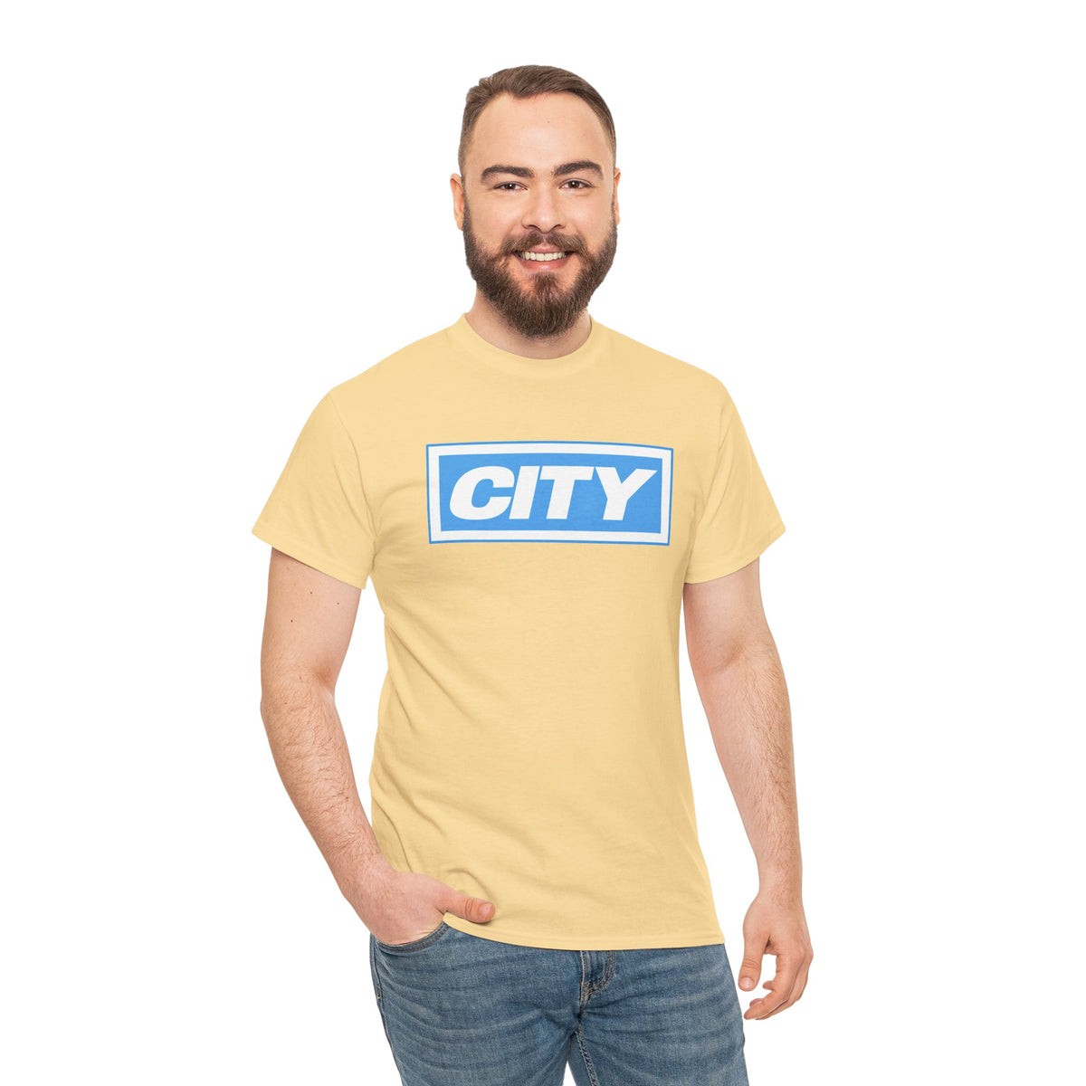 City Logo T-Shirt — Bold Blue Box Graphic Tee
