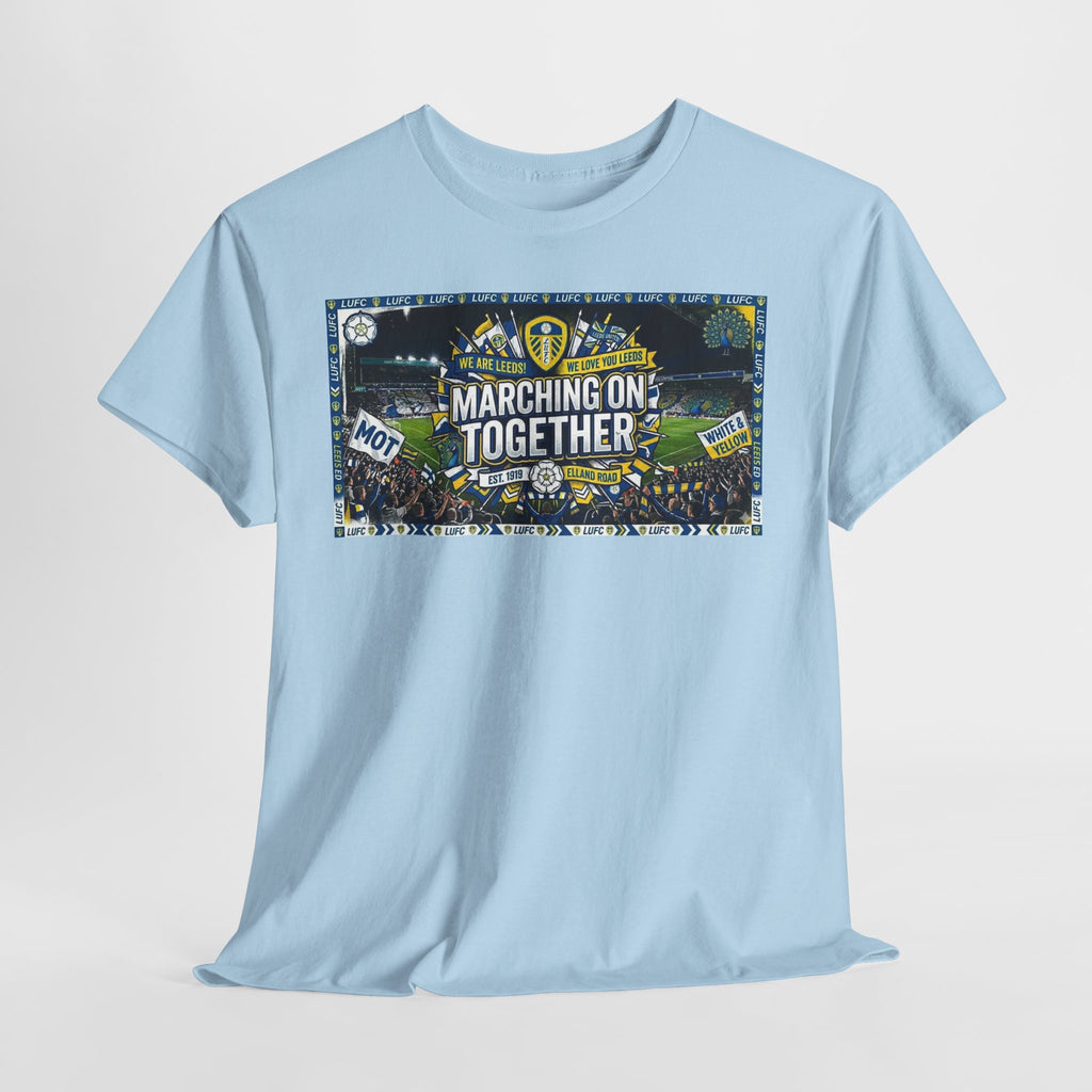 Leeds United T-Shirt — "Marching On Together" Fan Tee (Soccer Supporter Graphic)