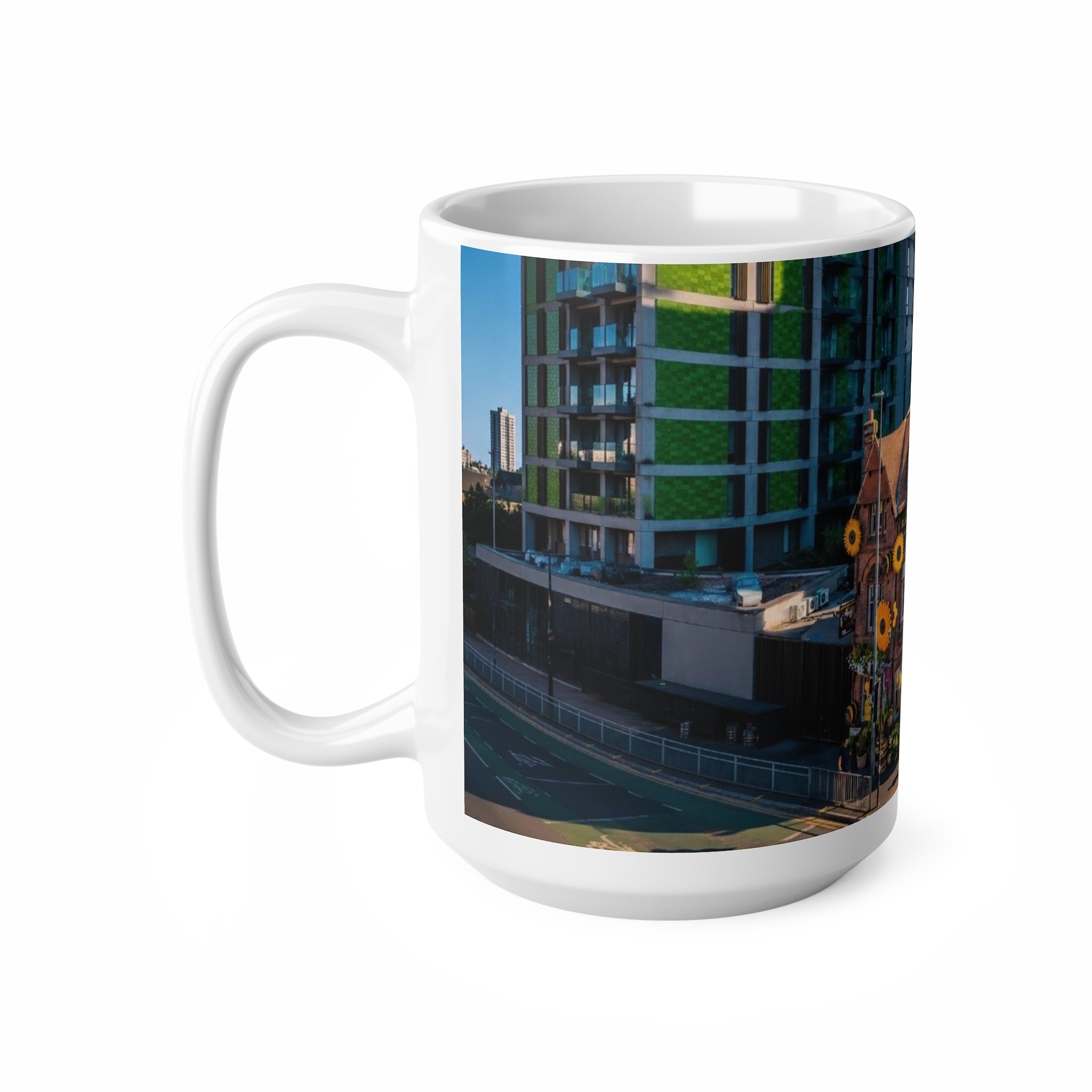 Black Friar Pub Manchester Sunflower Row House Ceramic Coffee Mug — 11oz & 15oz