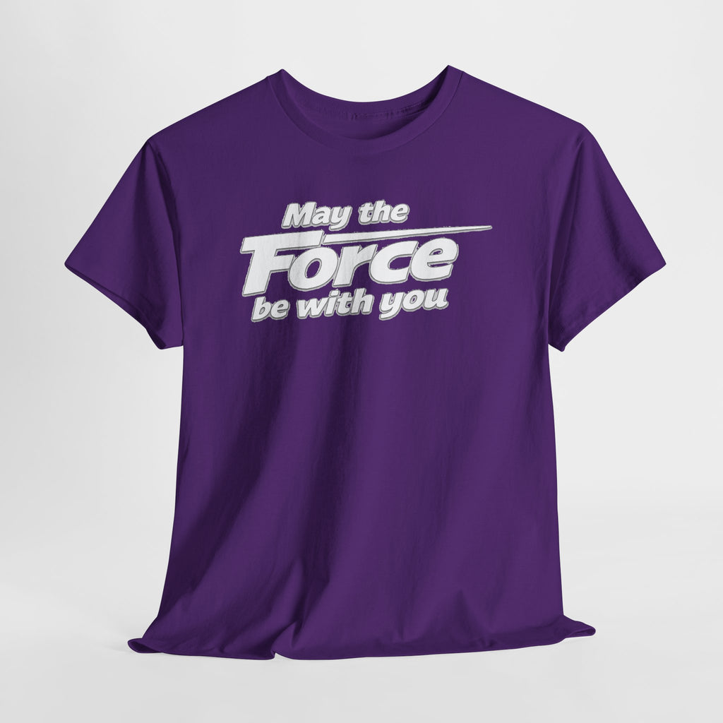 "May the Force Be With You" Retro Embossed Graphic T‑Shirt —