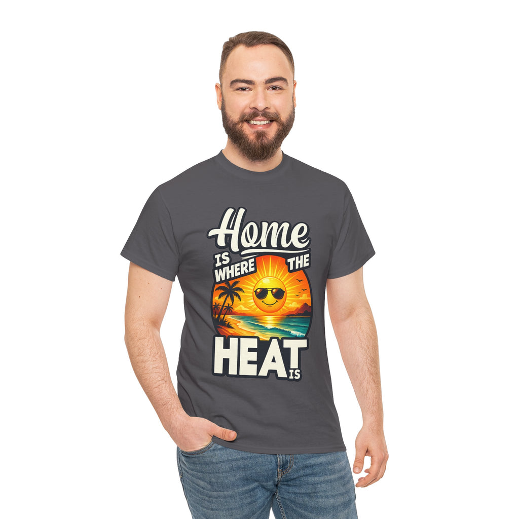 Home Is Where The Heat Is T-Shirt — Retro Beach Sunset Tee