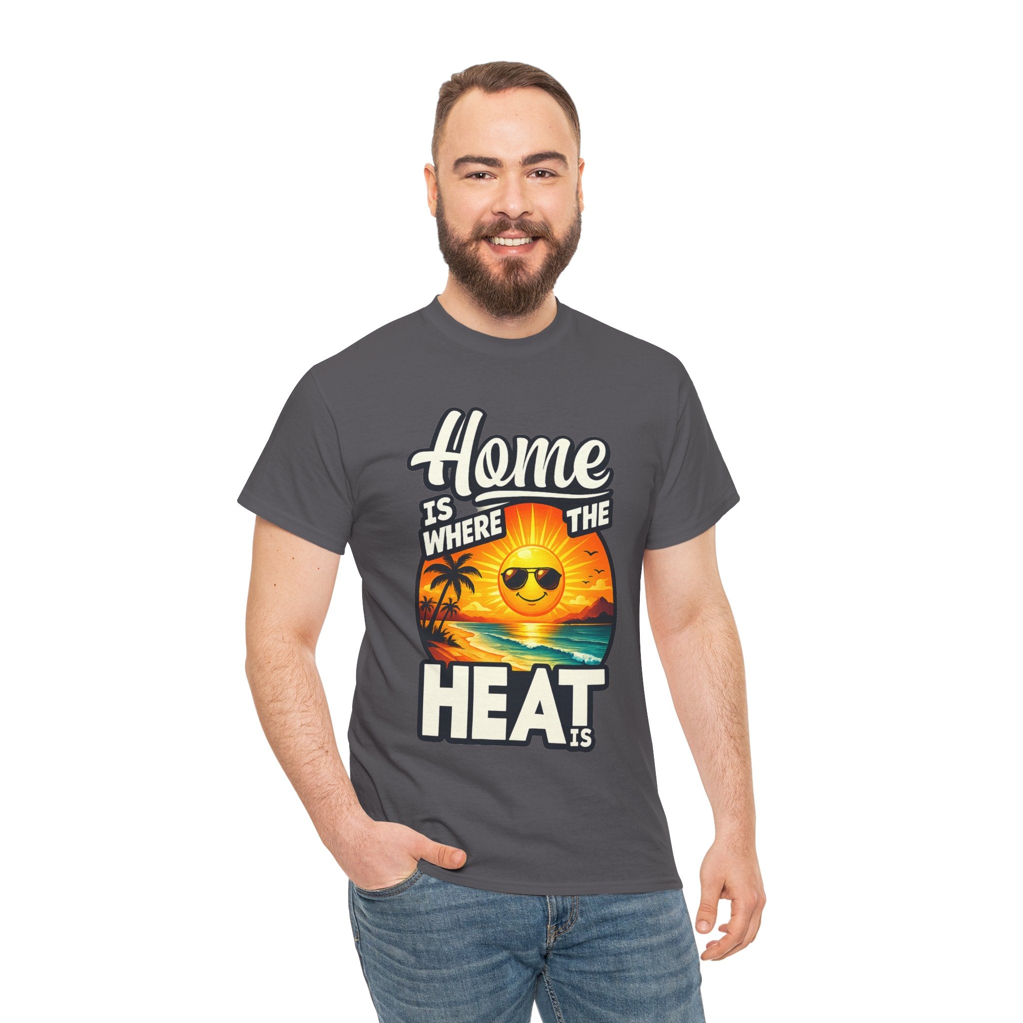 Home Is Where The Heat Is T-Shirt — Retro Beach Sunset Tee