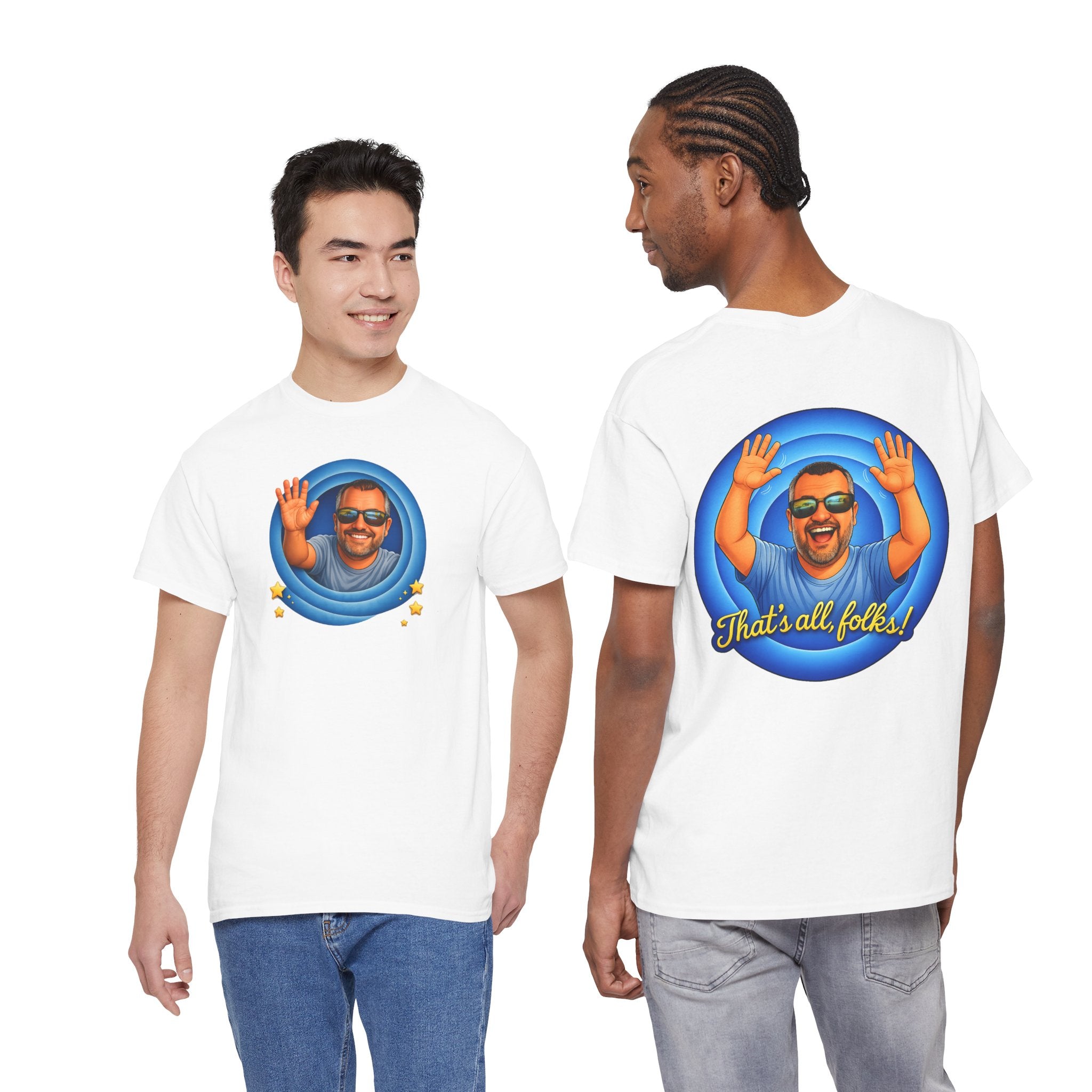 T-Shirt — "That's All, Folks!" Waving Portrait Graphic Tee