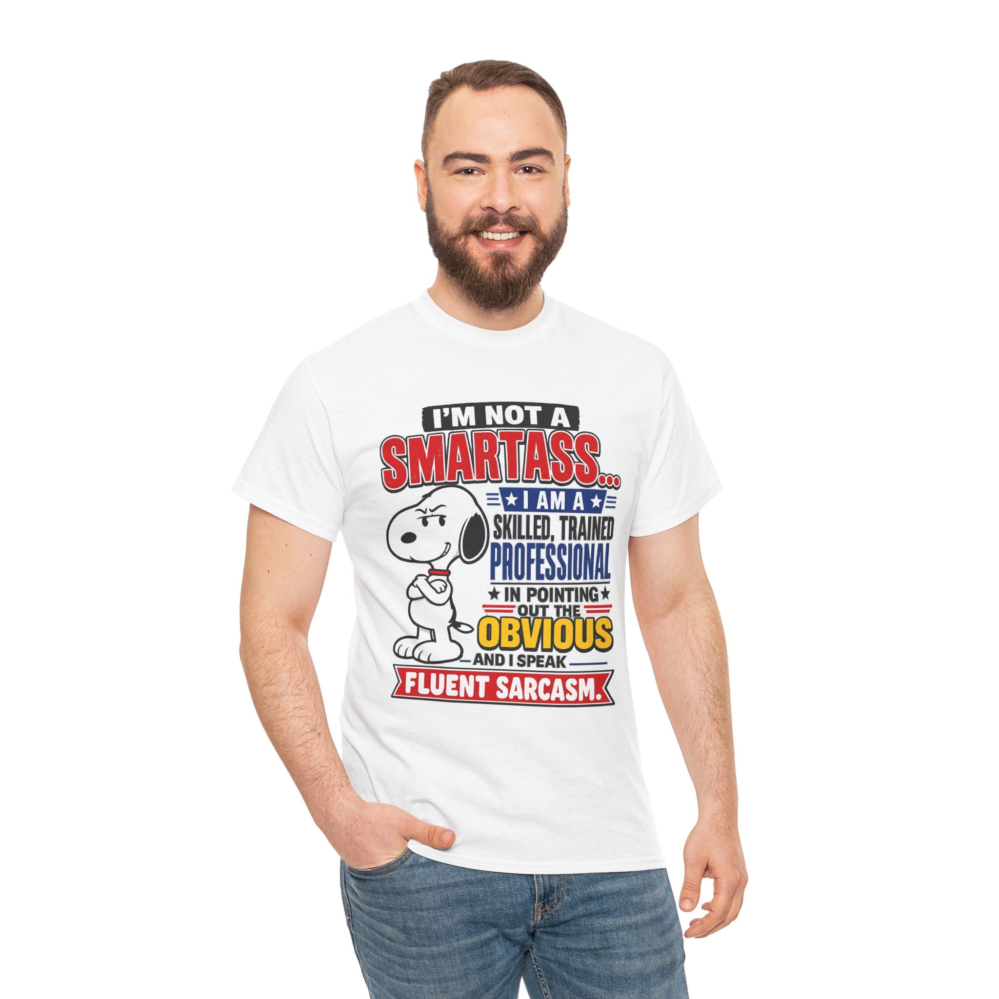 Snoopy Sarcasm T-Shirt – “I’m Not a Smartass… I Speak Fluent Sarcasm” Graphic Tee
