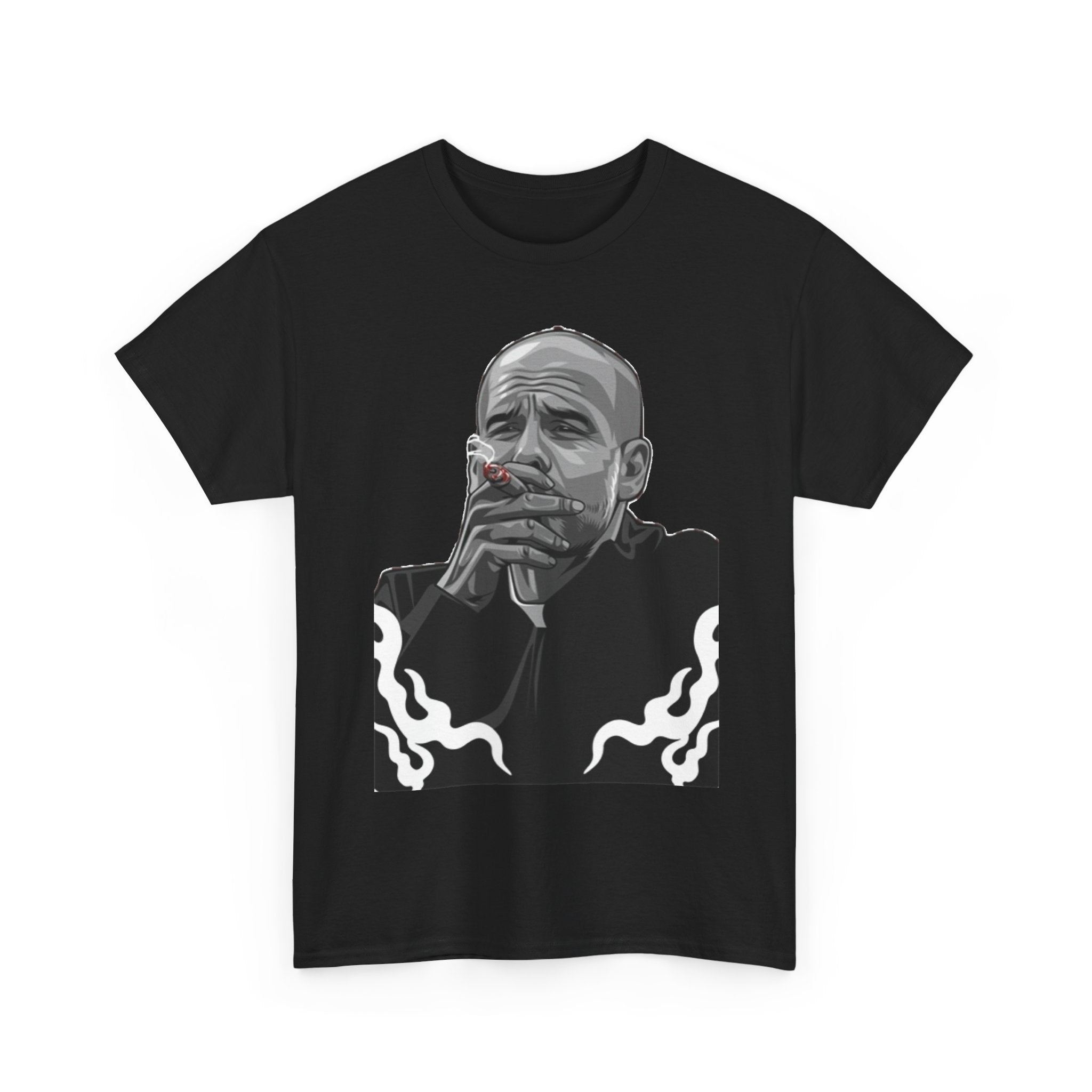 Pep Guardiola Smoking Portrait T‑Shirt — Moody Graphic Tee