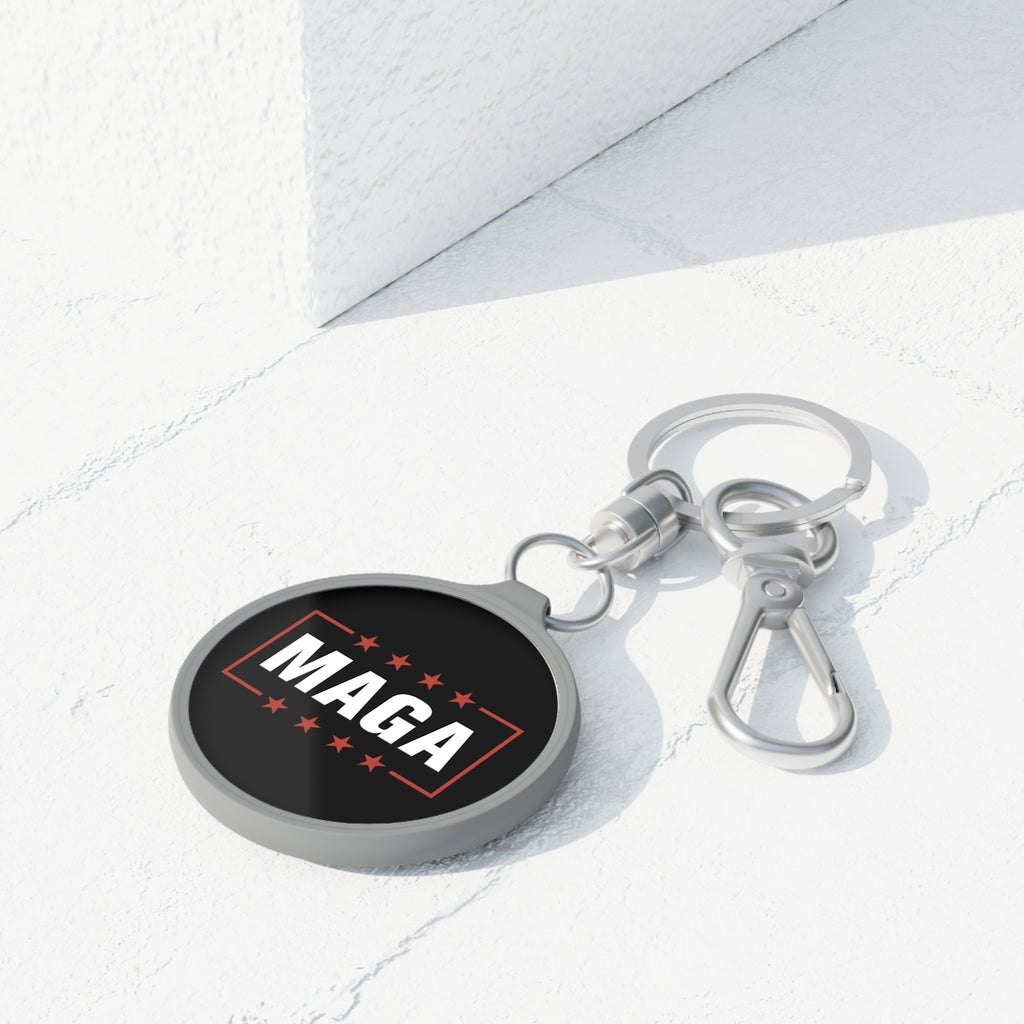 MAGA Round Keyring Tag — Patriotic Political Keychain