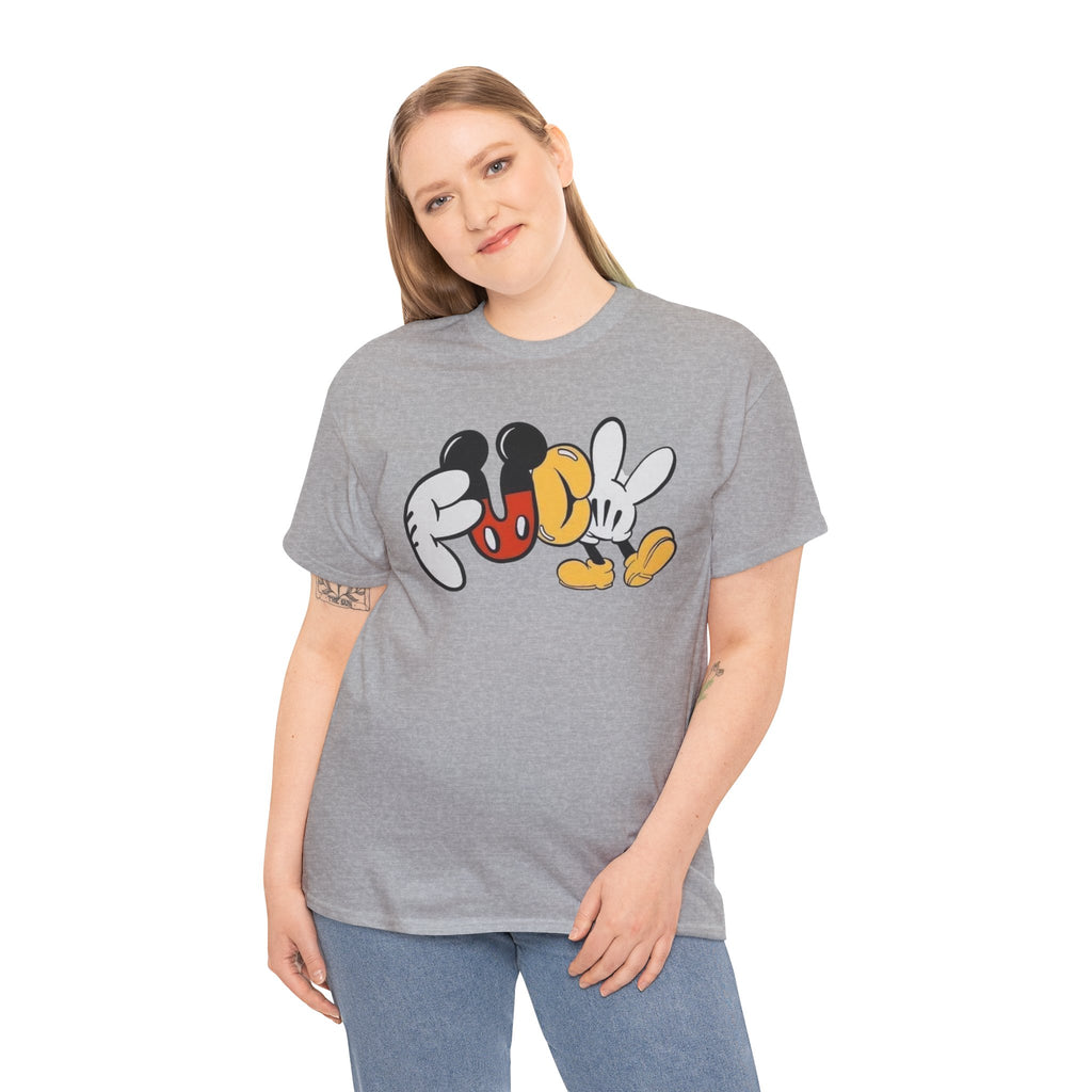 F**K Disney Graphic Tee — Playful Cartoon Hands & Shoes Design