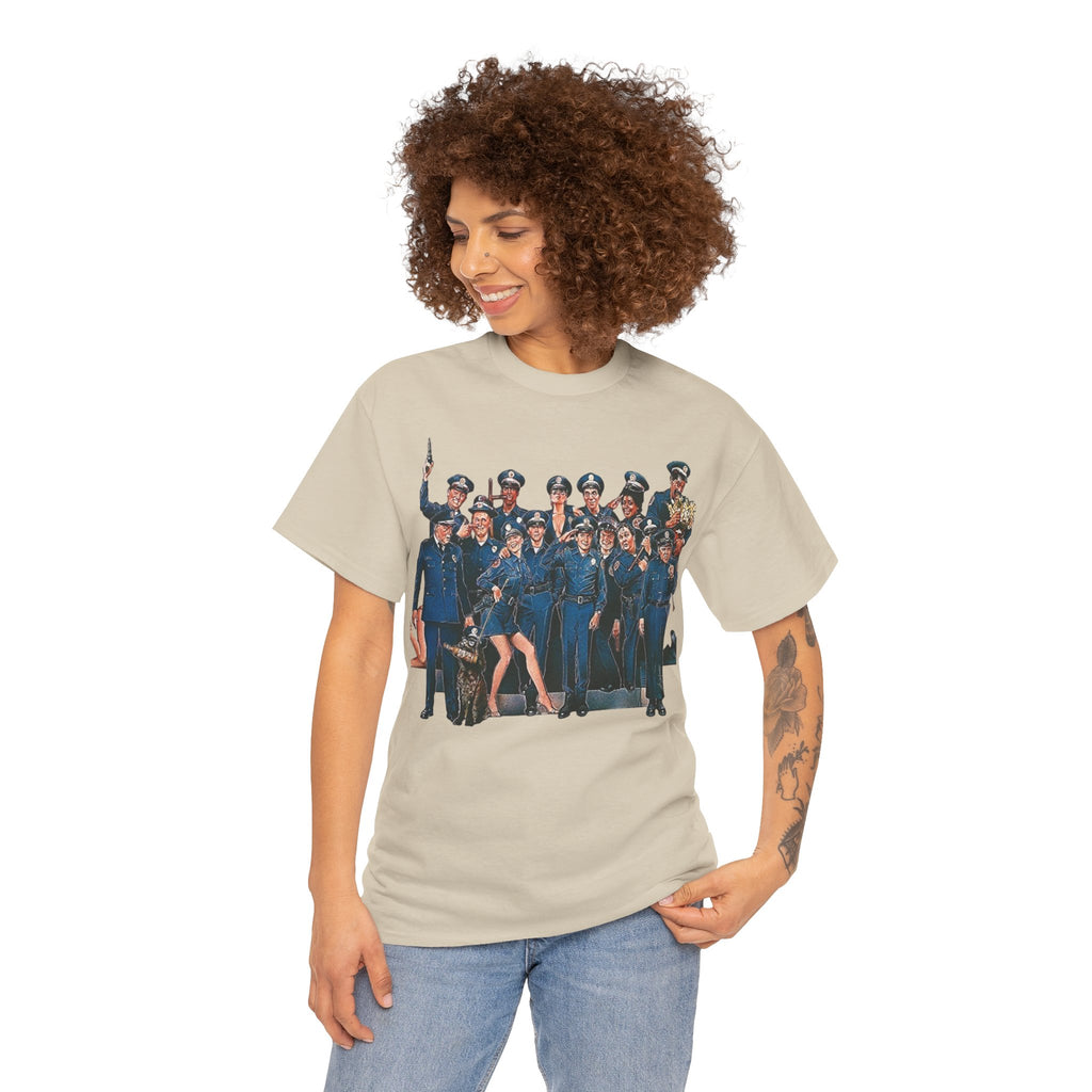 Police Academy Movie Inspired Cotton T‑Shirt — Retro Squad Photo Tee
