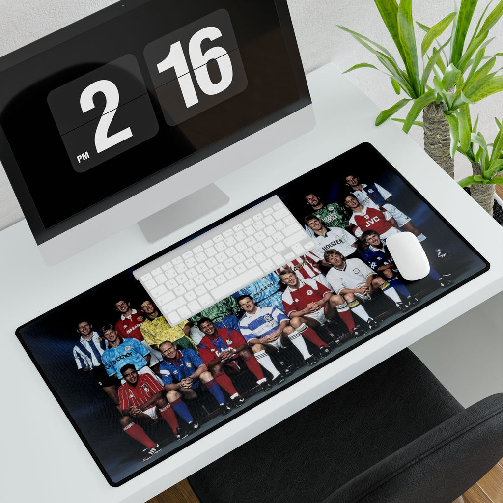 Retro Premier League Football Legends Team Portrait Desk Mat — Large Gaming/Office Mousepad