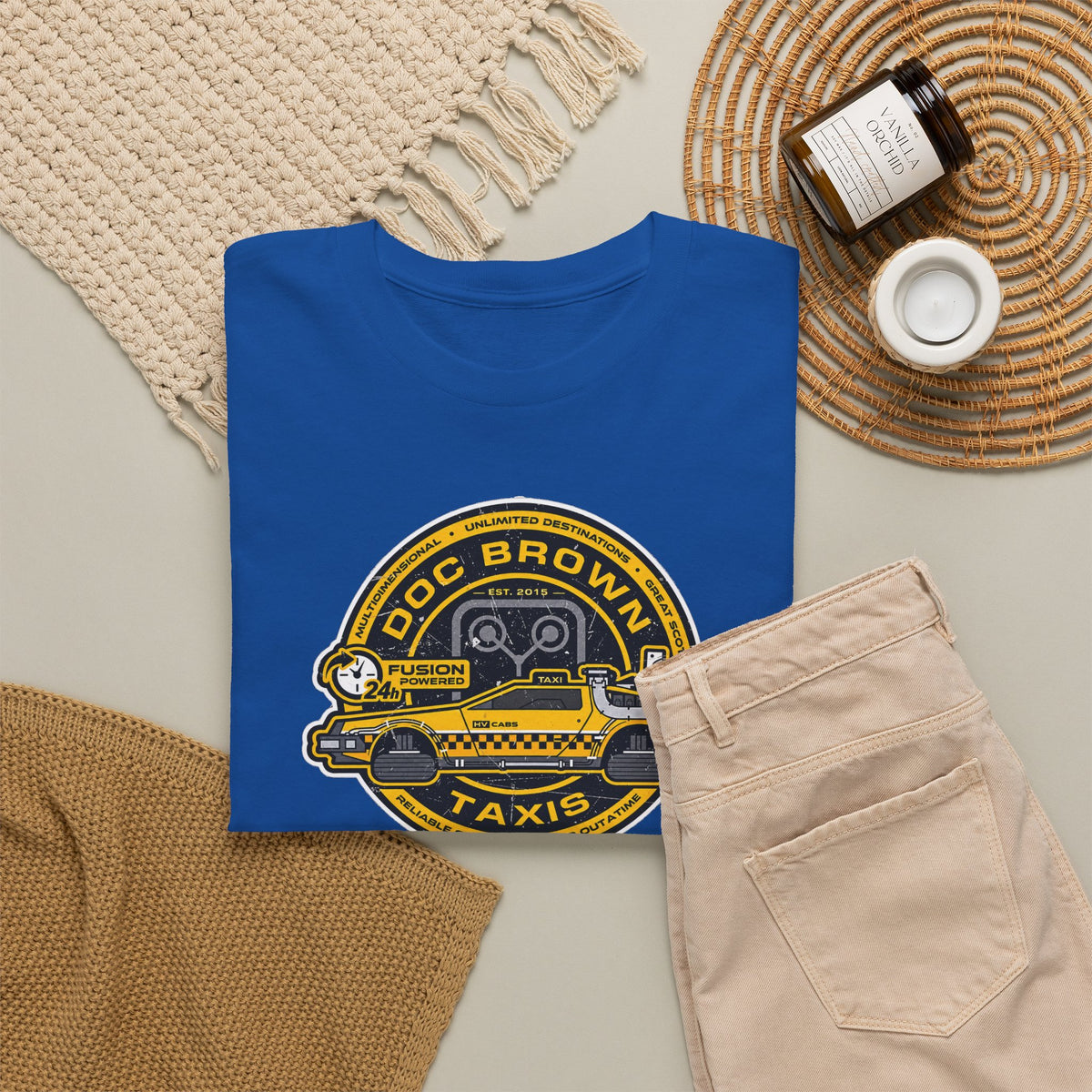 Vintage Taxi Badge T-Shirt — 'Doc Brown Taxis' Retro Cab Logo Tee