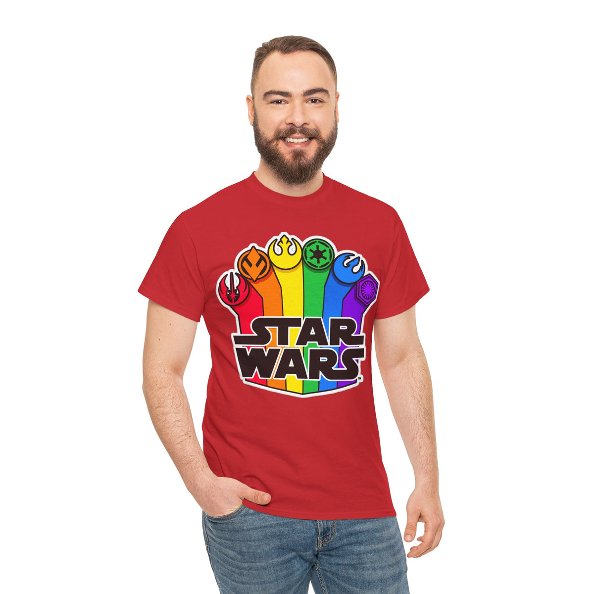 Star Wars Rainbow Emblem Tee — LGBTQ+ Pride Fan Cotton Shirt