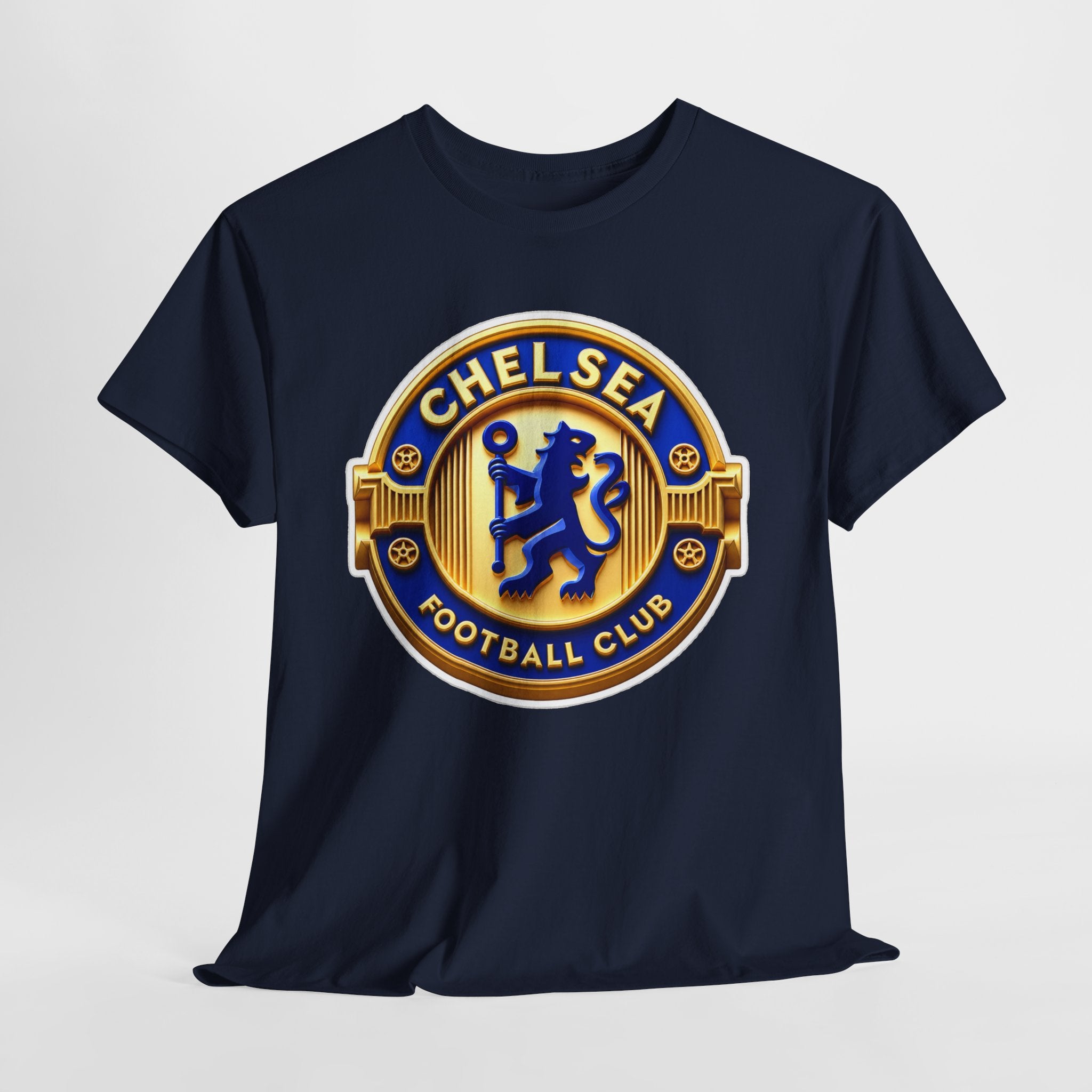 Chelsea Football Club Crest Tee — Retro Blue & Gold Soccer Emblem T-Shirt