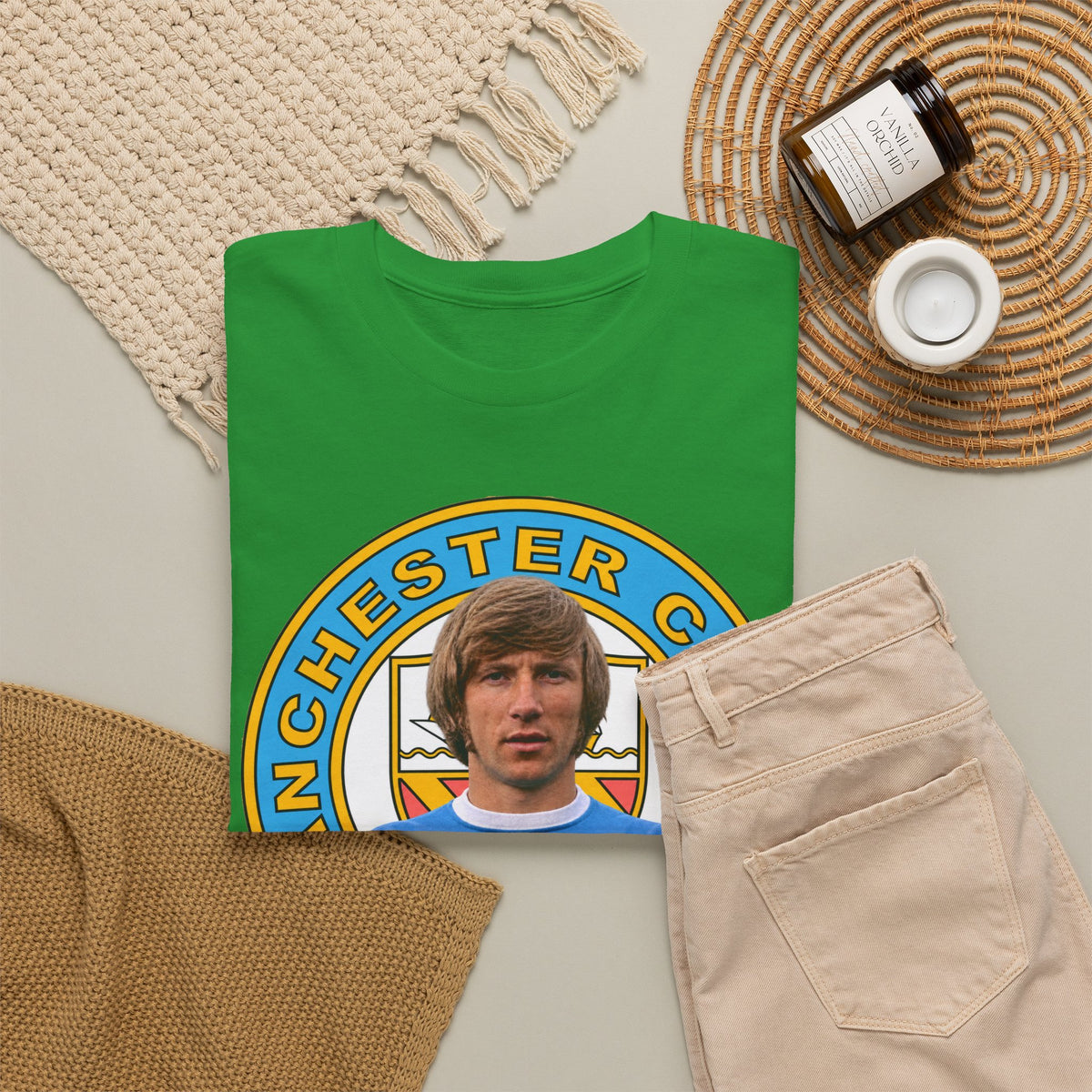 Colin Bell Manchester City Legend Cotton Tee — Retro Player Graphic