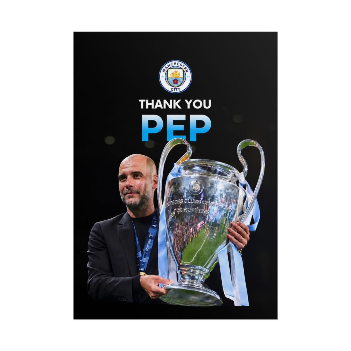 Thank You Pep Poster — Manchester City Champions Tribute Rolled Poster