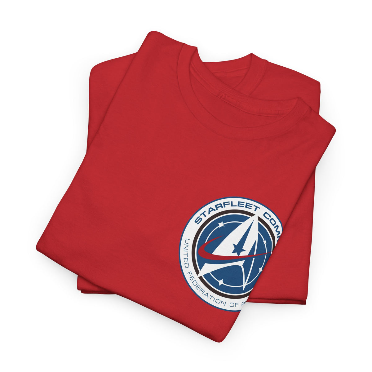 Starfleet Command Crew Logo Cotton T‑Shirt — Retro Rocket Emblem Tee