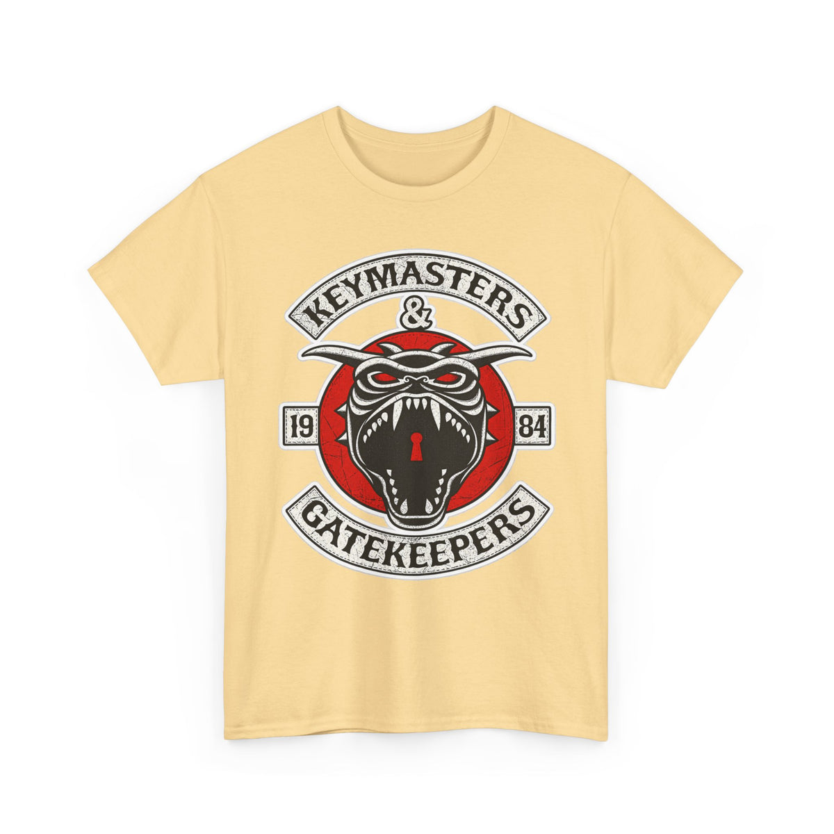 Keymasters & Gatekeepers Tee — Retro Demon Key Emblem Shirt (Since 1984)