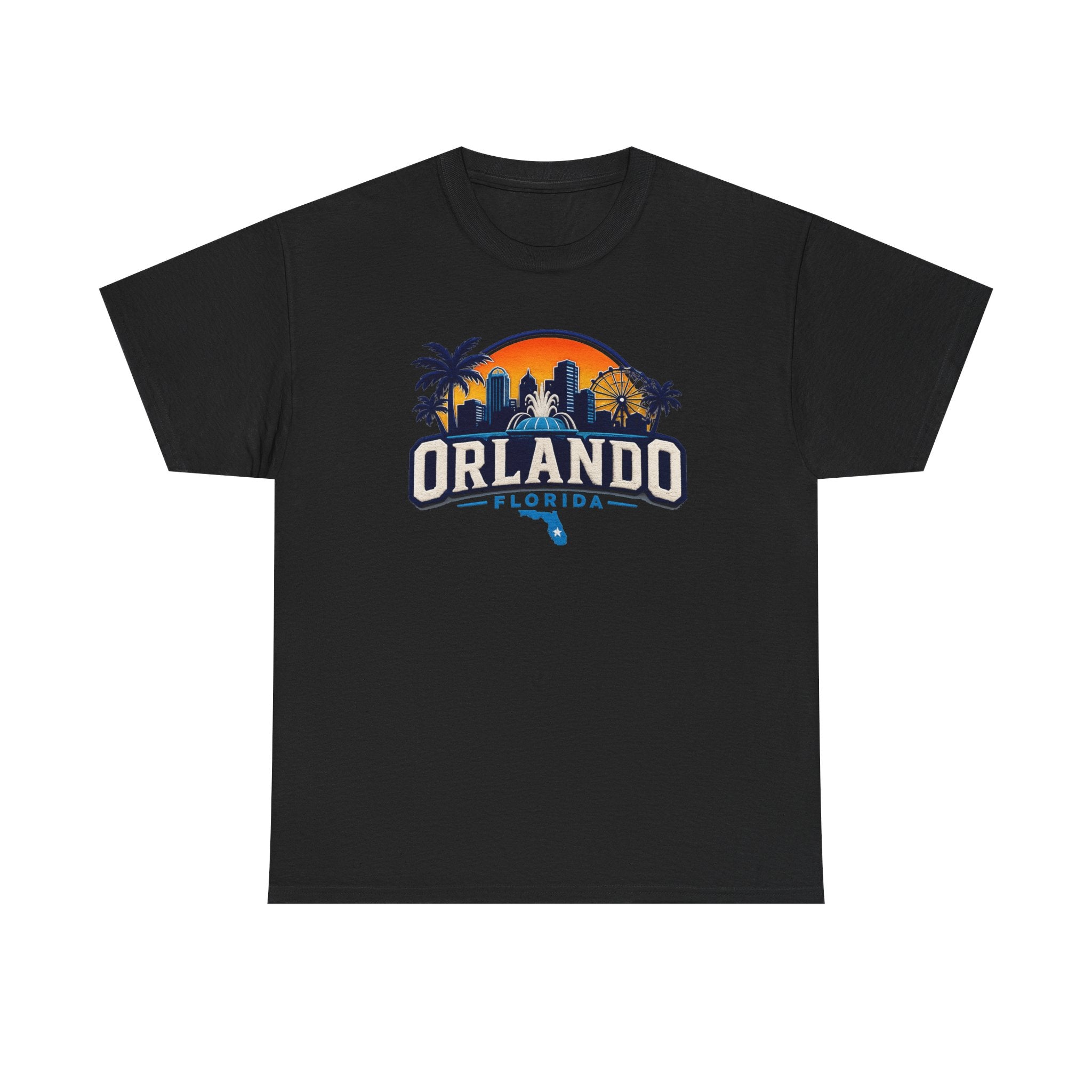 Orlando Florida Sunset T-Shirt — Retro Skyline & Palm Tree Vacation Tee