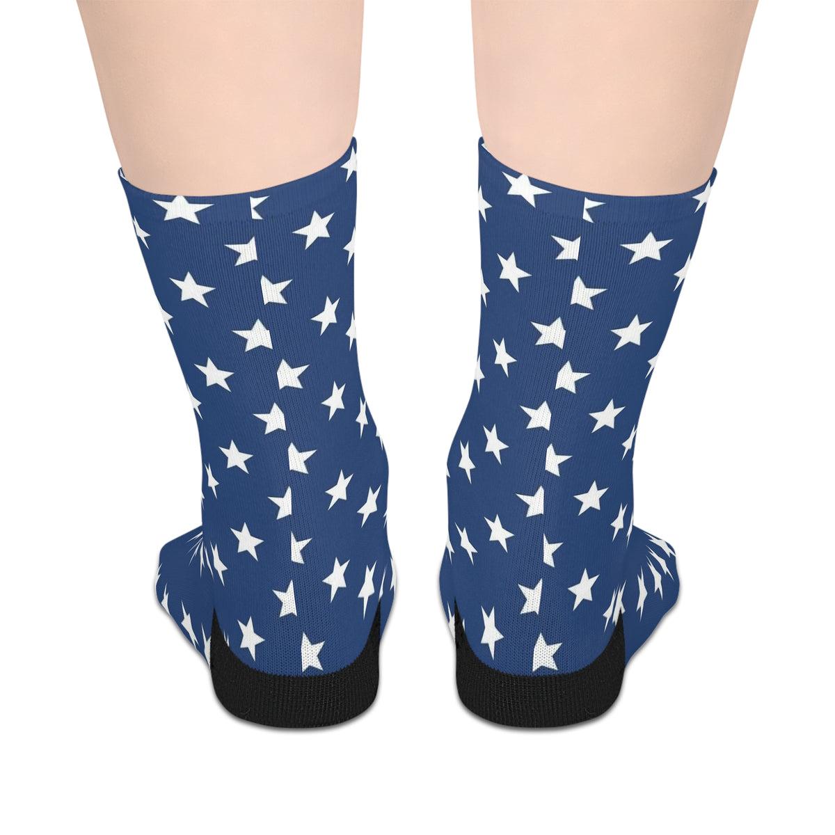 Blue Star Pattern Mid-Length Socks — Patriotic Crew Socks