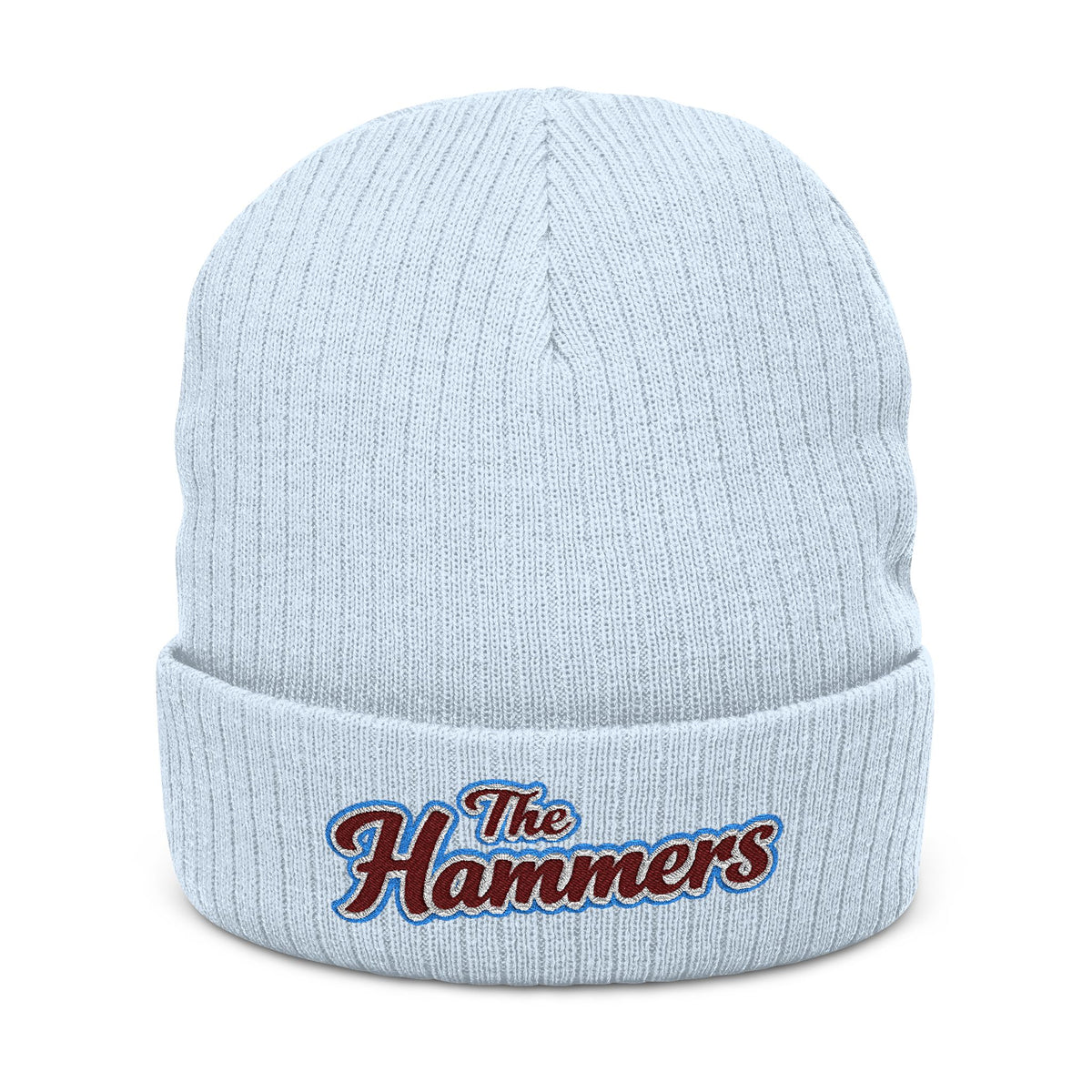 West Ham United The Hammers Ribbed Beanie — Embroidered “The Hammers” Cuffed Knit Hat