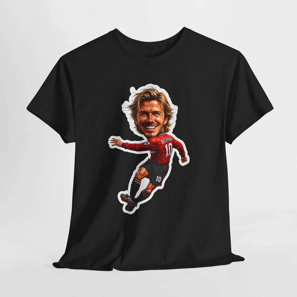 Beckham Caricature Cotton T-Shirt — Retro Football Player Graphic Tee