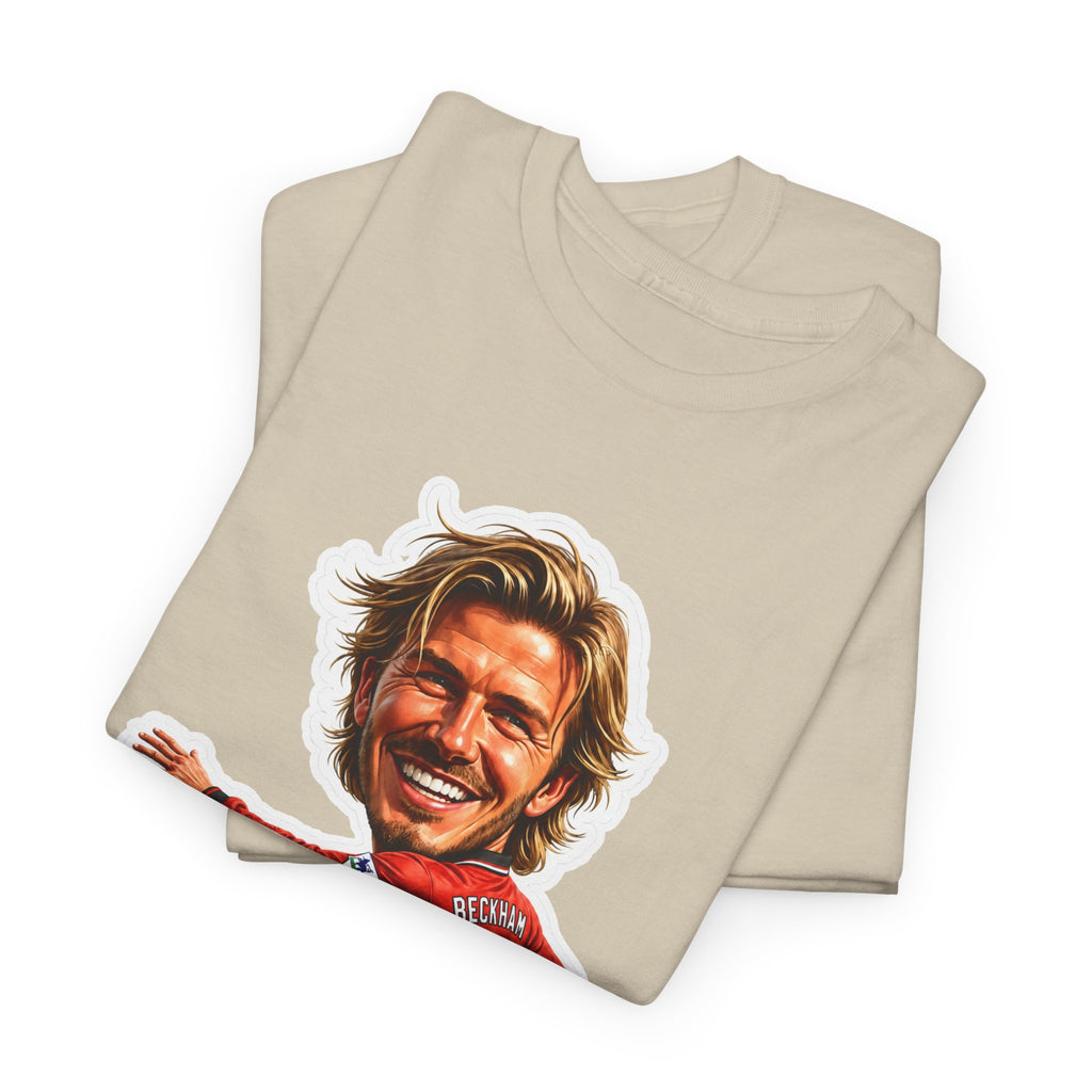 Beckham Caricature Cotton T-Shirt — Retro Football Player Graphic Tee