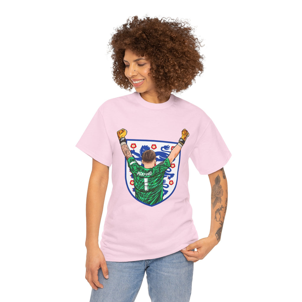 Pickford England Number 1 Goalkeeper Graphic Tee — Victory Pose Jersey Design