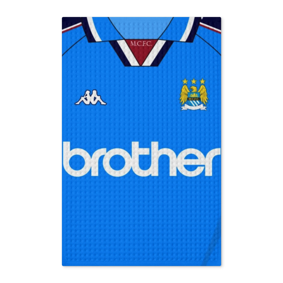 Manchester City Retro Jersey Tea Towel – Blue Waffle Double-Sided Kitchen Towel