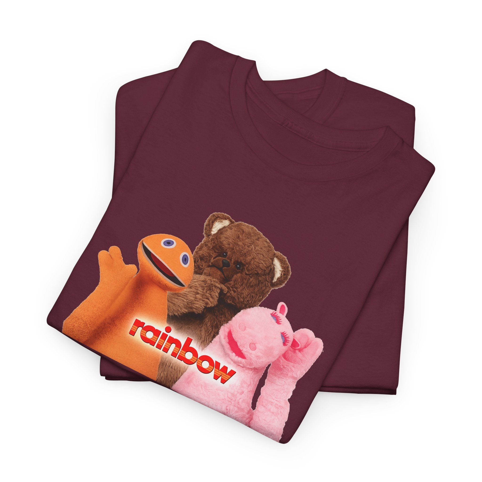 Rainbow Kids TV Zippy, George and Bungle Puppets T-Shirt — Cute Teddy & Hand Puppets Graphic Tee