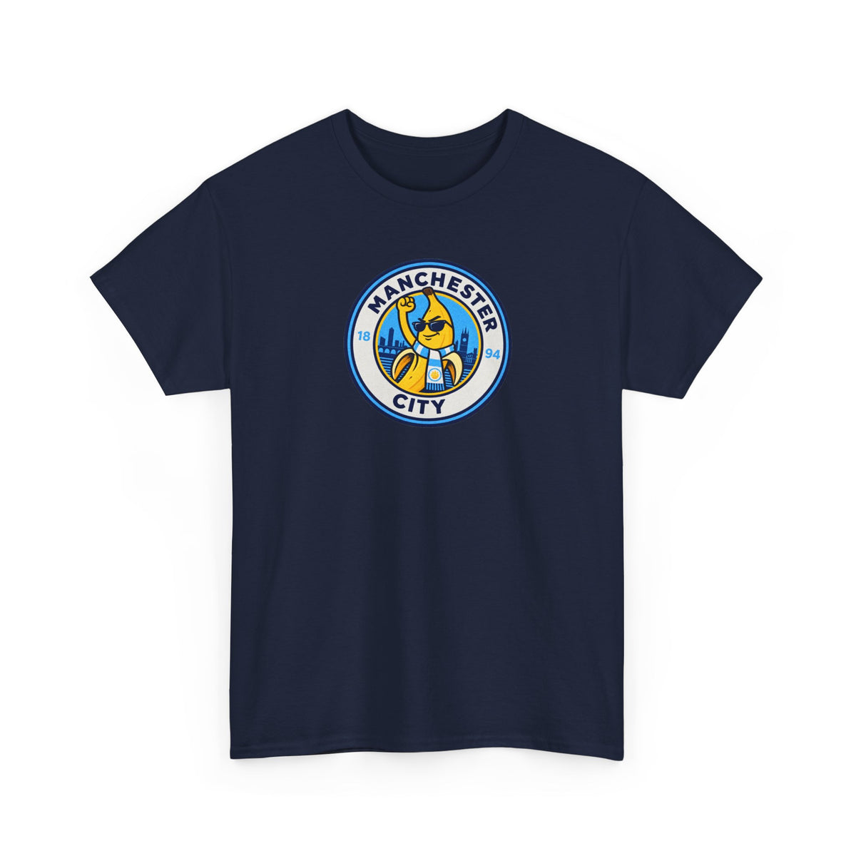 Manchester City Banana Crest Unisex Heavy Cotton T-Shirt / Tee