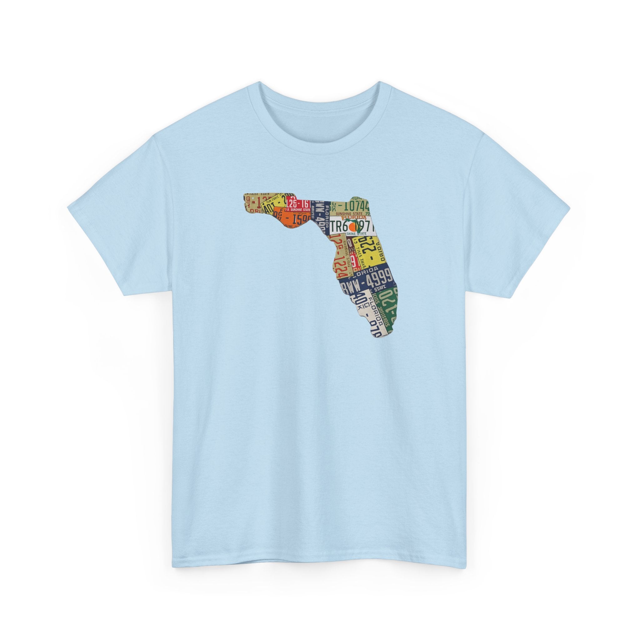 Florida License Plate Map T-Shirt — Vintage State Silhouette Tee