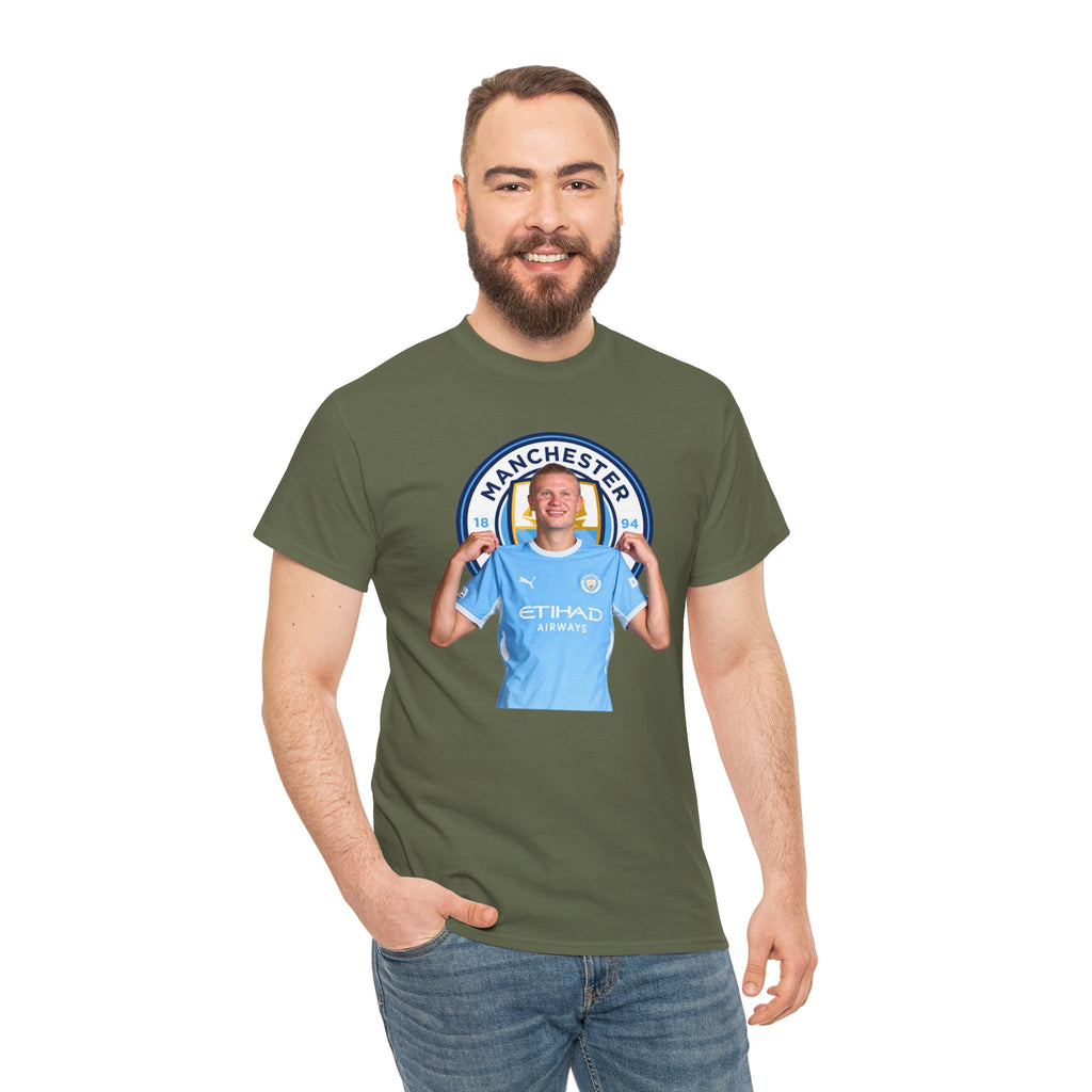 Manchester City Erling Haaland Inspired Cotton T-Shirt Tee — Player Celebratory Graphic T-Shirt